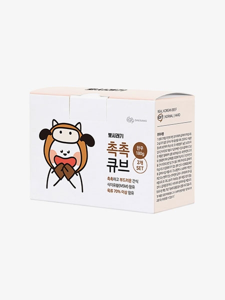 (2개세트) 뽀시래기 촉촉큐브 국내산 한우 180g 2개입