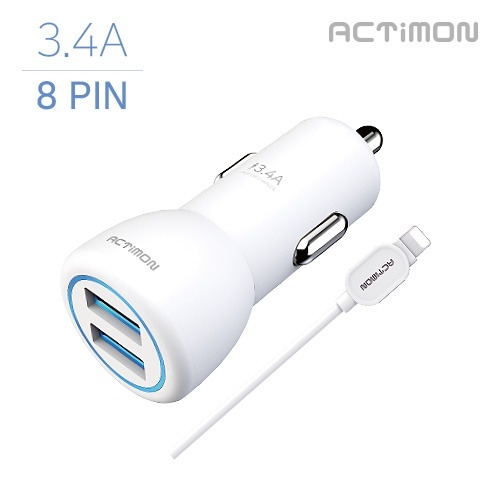 엑티몬 차량용 충전기 USB 2구 3.4A (8 PIN)