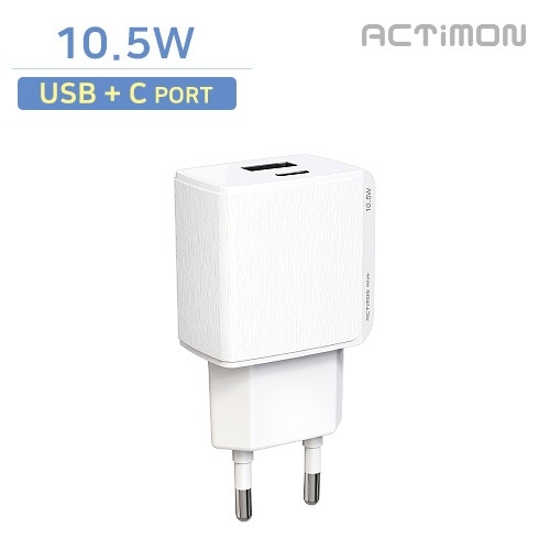 엑티몬 가정용 10.5W 2포트 충전기( USB+C ) 케이블미포함