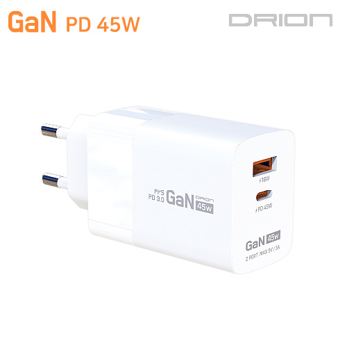 드리온 가정용 GaN 지원 PD 45W 초고속 충전기 (C+USB)