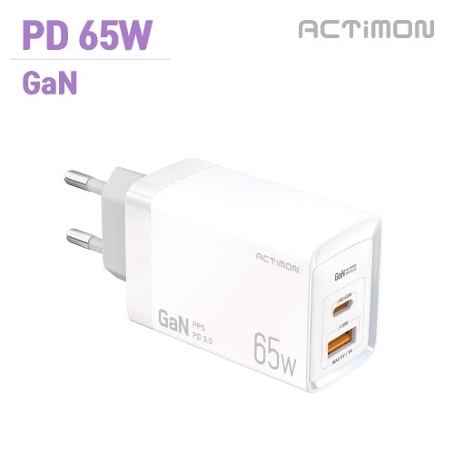 엑티몬 가정용 GaN 지원 PD 65W 초고속 충전기 (C+USB)