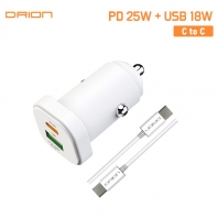 드리온 차량용 PD 25W 초고속 + USB 18W 고속 충전기 (C+USB) C to C 케이블