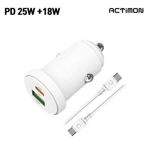 엑티몬 차량용 PD 25W 초고속 + 18W 고속 충전기 (C+USB) ( C to C)