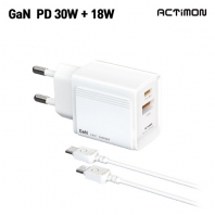 엑티몬 가정용 PD 30W 충전기 (C+USB 포트) (C to C) MON-PD30W-CU-T7
