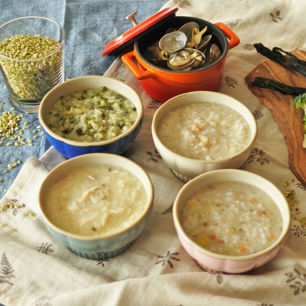 초록통쌀 기본죽 4종 (닭녹두, 새우들깨, 소고기야채, 바지락미역)