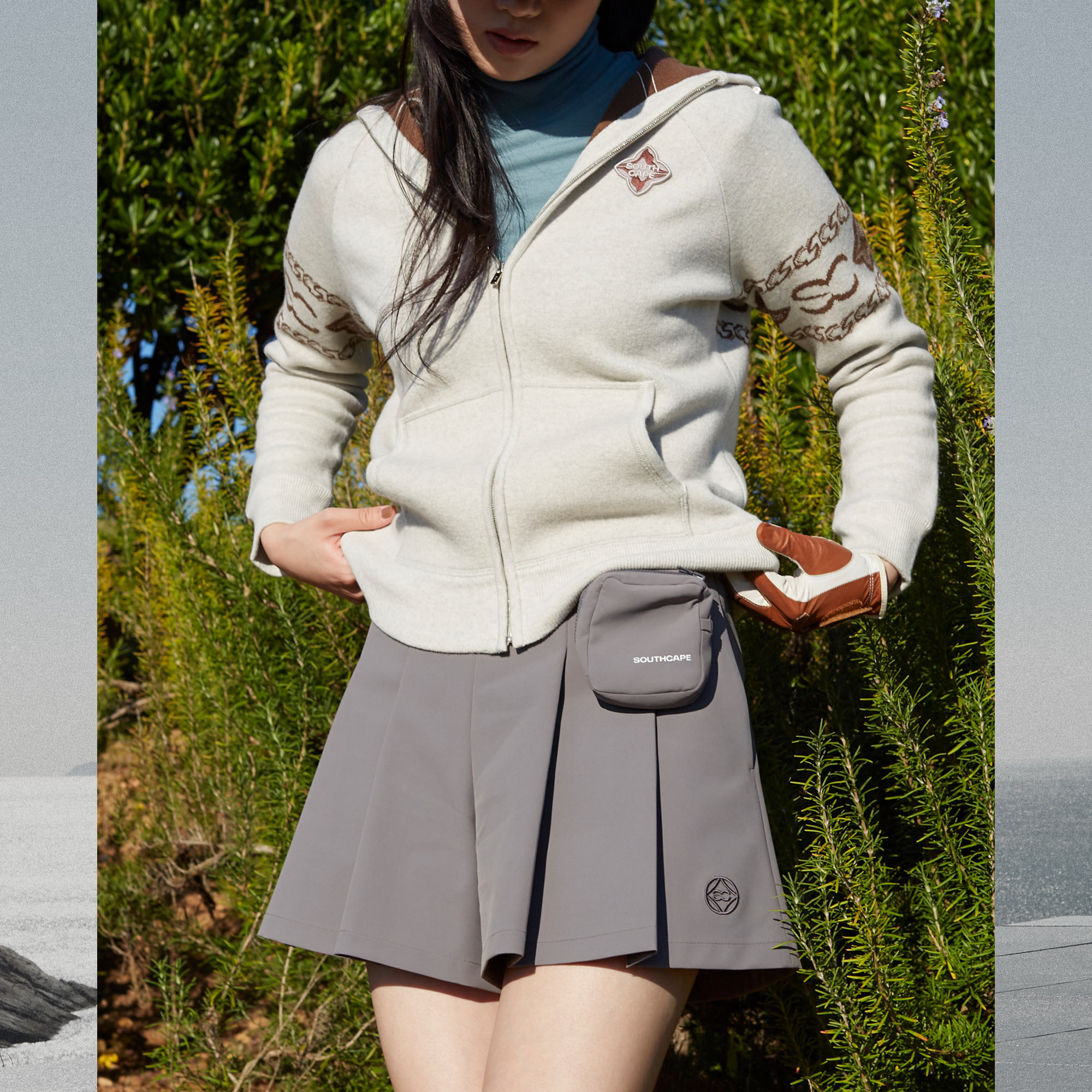 여성 포켓 플리츠 큐롯 팬츠_도톰한 VER._그레이