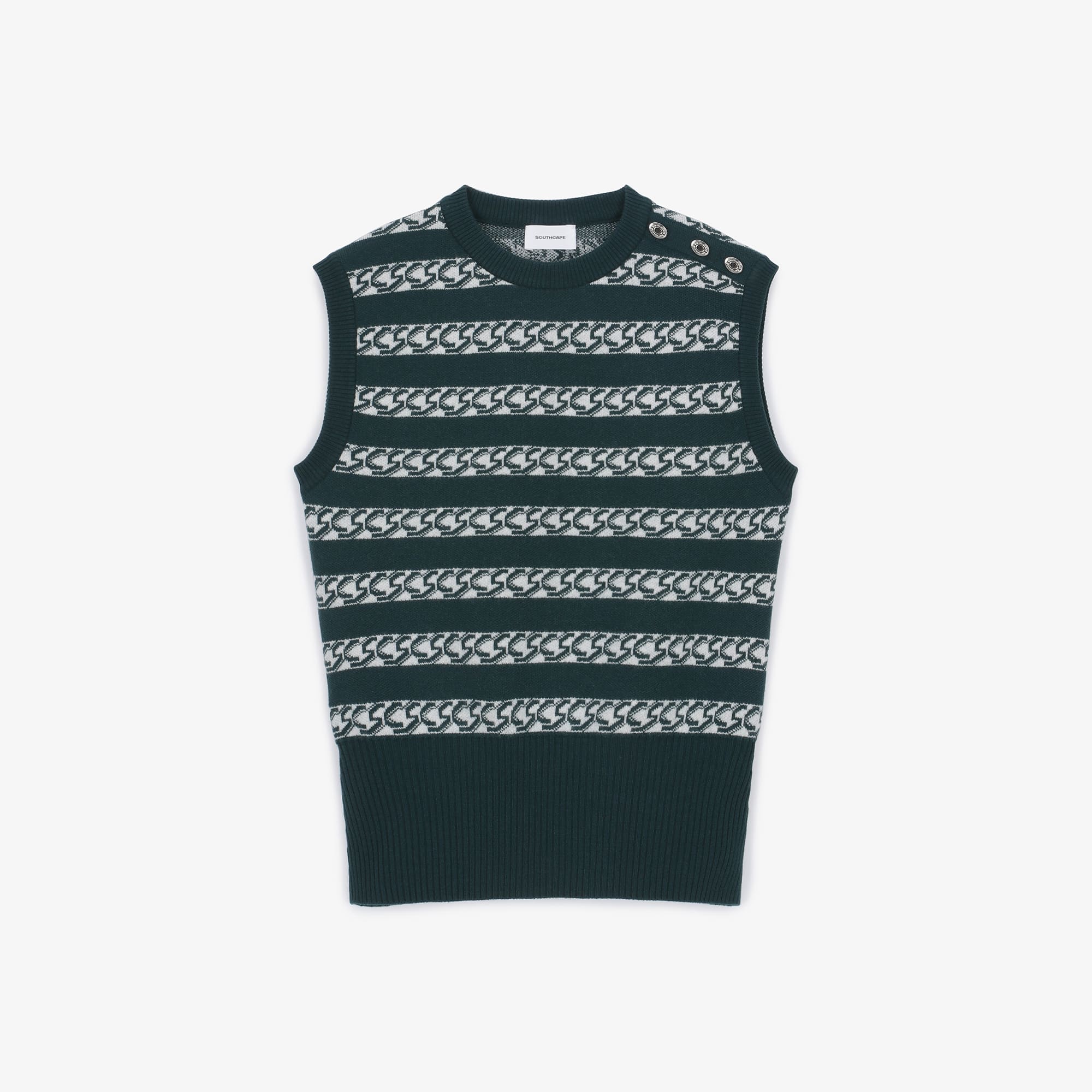 여성 SC체인 패턴 니트 베스트_다크 그린