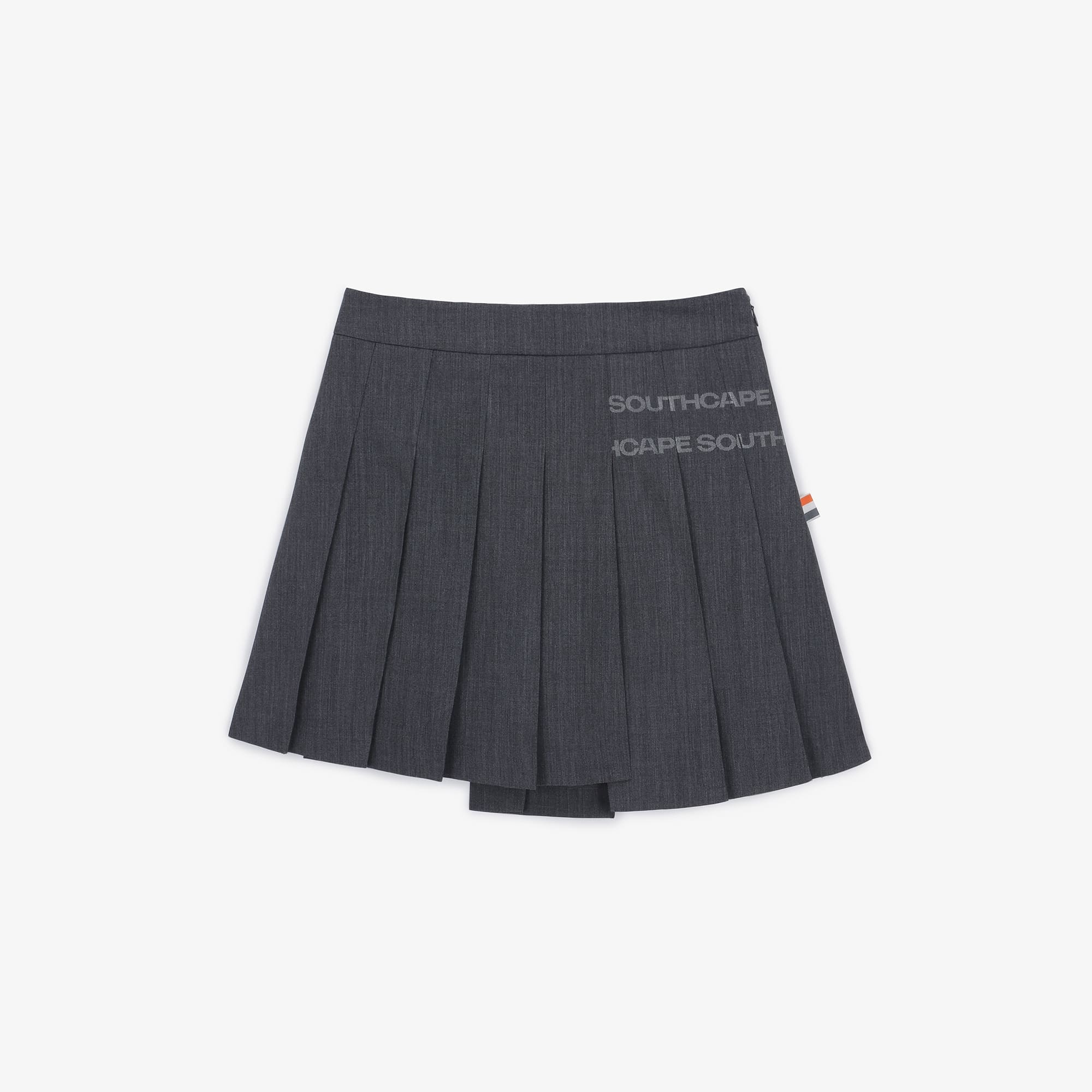 여성 언밸런스 플리츠 스커트_멜란지 그레이