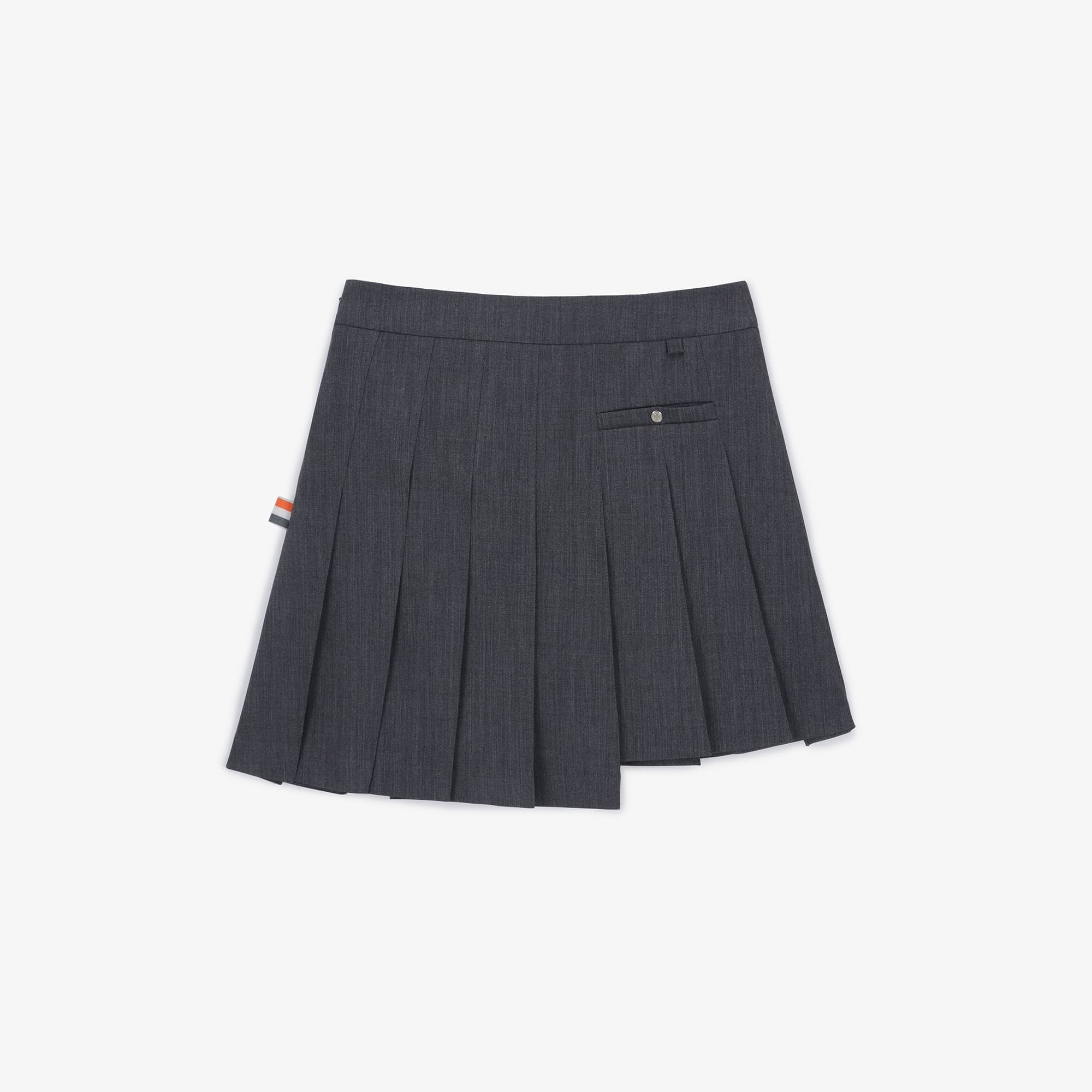 여성 언밸런스 플리츠 스커트_멜란지 그레이