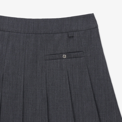 여성 언밸런스 플리츠 스커트_멜란지 그레이