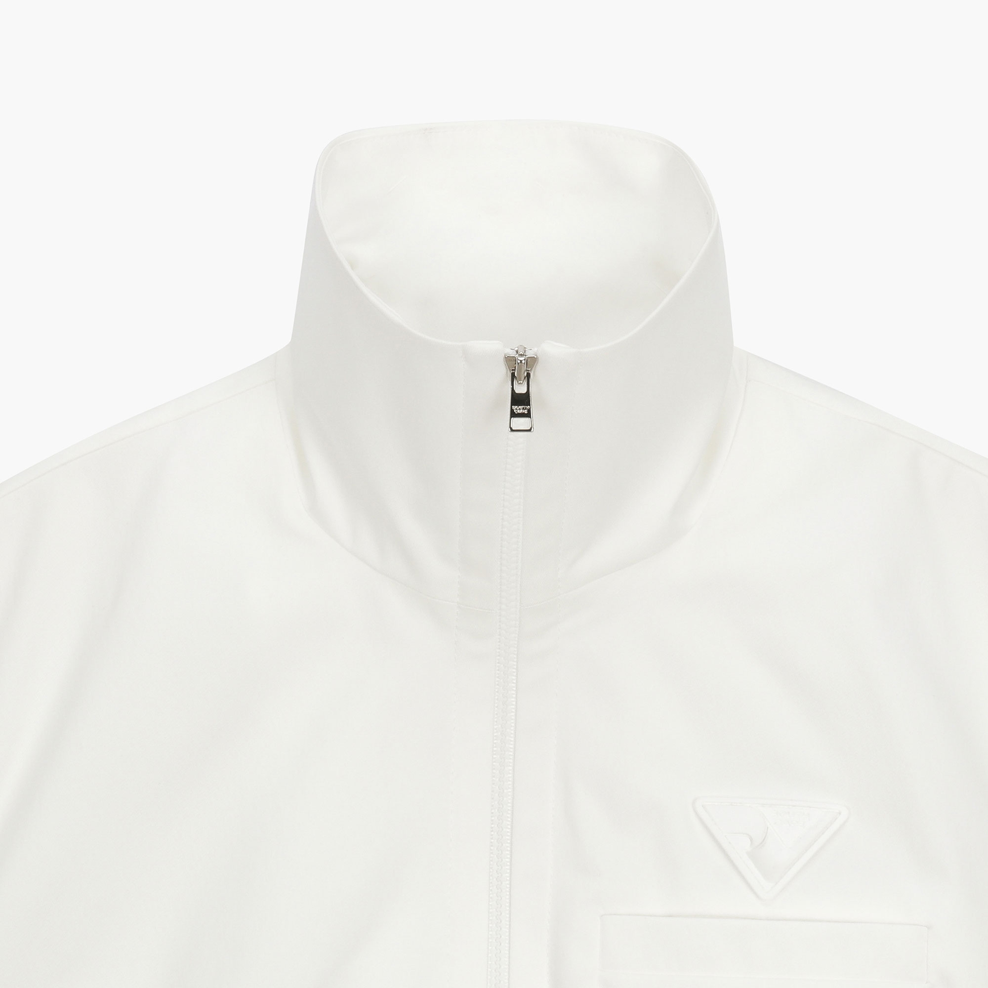 여성 아트로고 반팔 우븐 점퍼_화이트