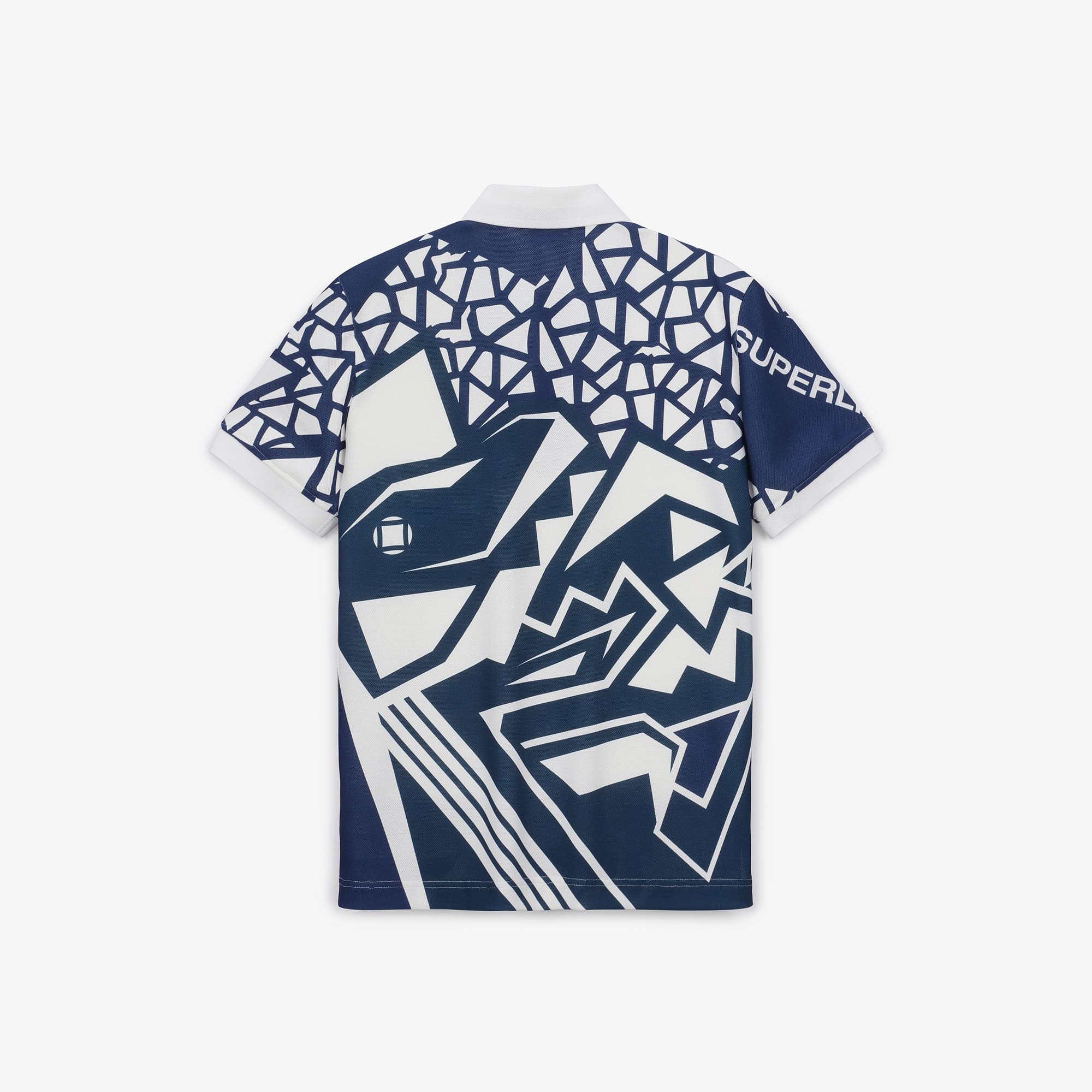 남성 기하학 패턴 칼라 티셔츠_네이비