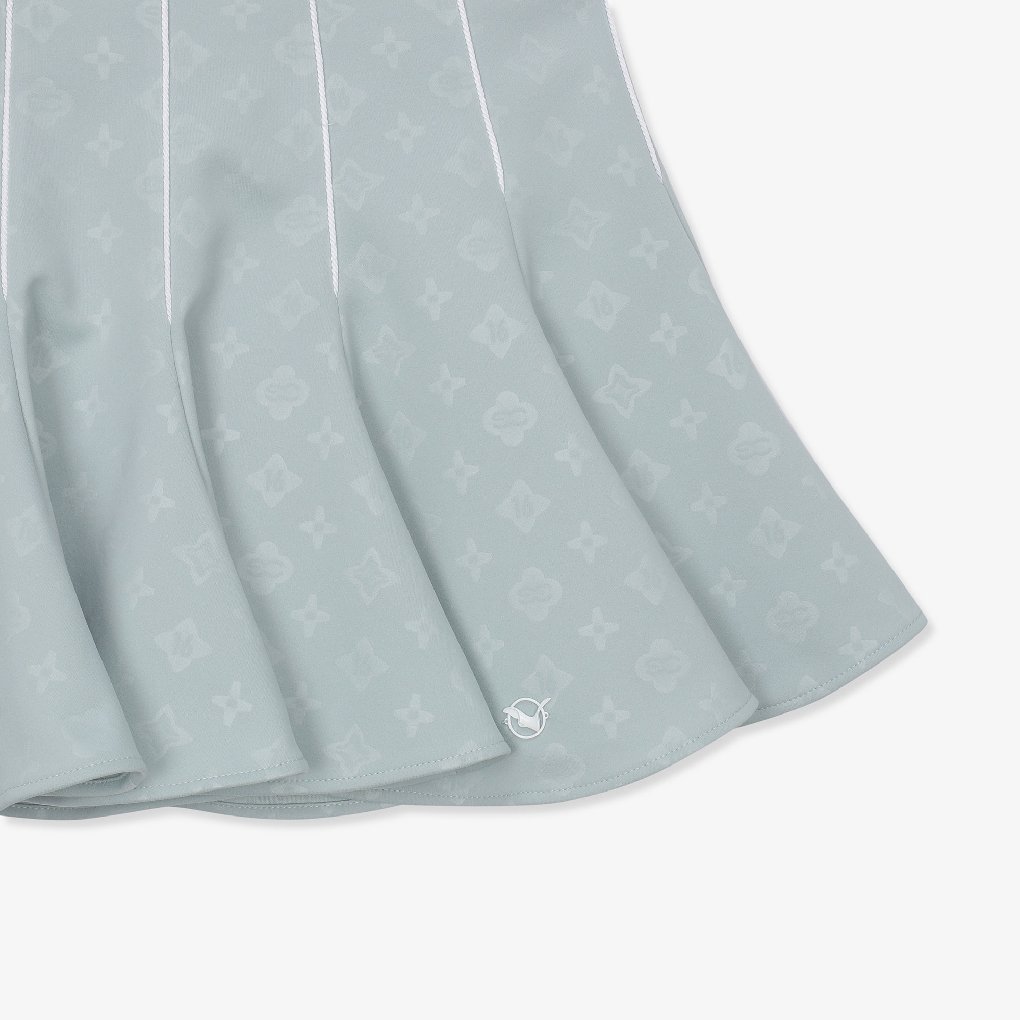 여성 모노그램 패턴 풀 플레어 스커트_라이트 그린