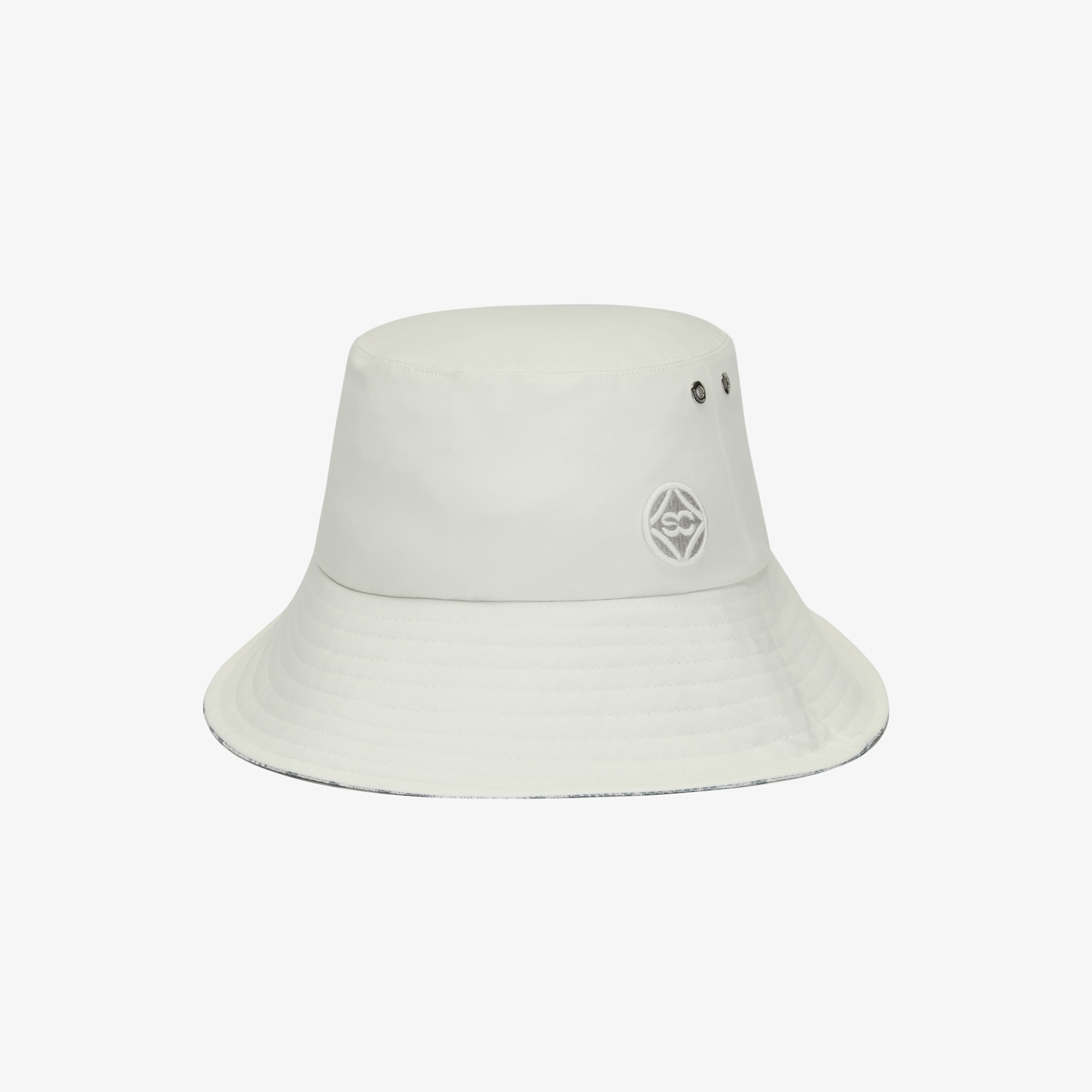 여성 원형 로고 볼란테 버킷햇_화이트