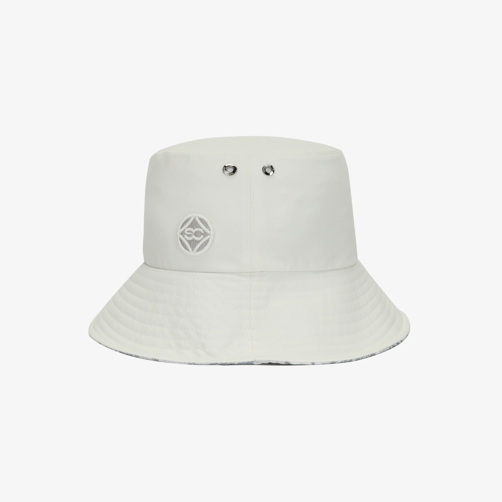 여성 원형 로고 볼란테 버킷햇_화이트