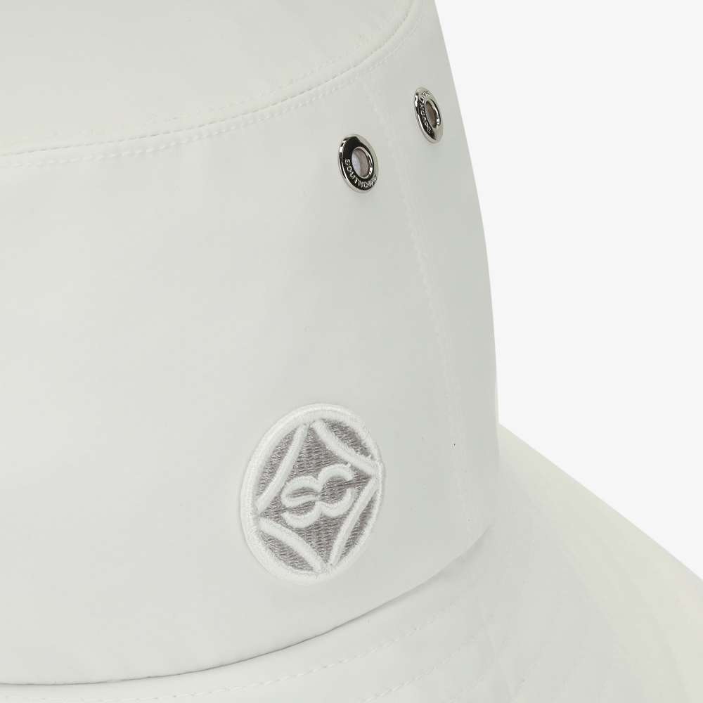 여성 원형 로고 볼란테 버킷햇_화이트