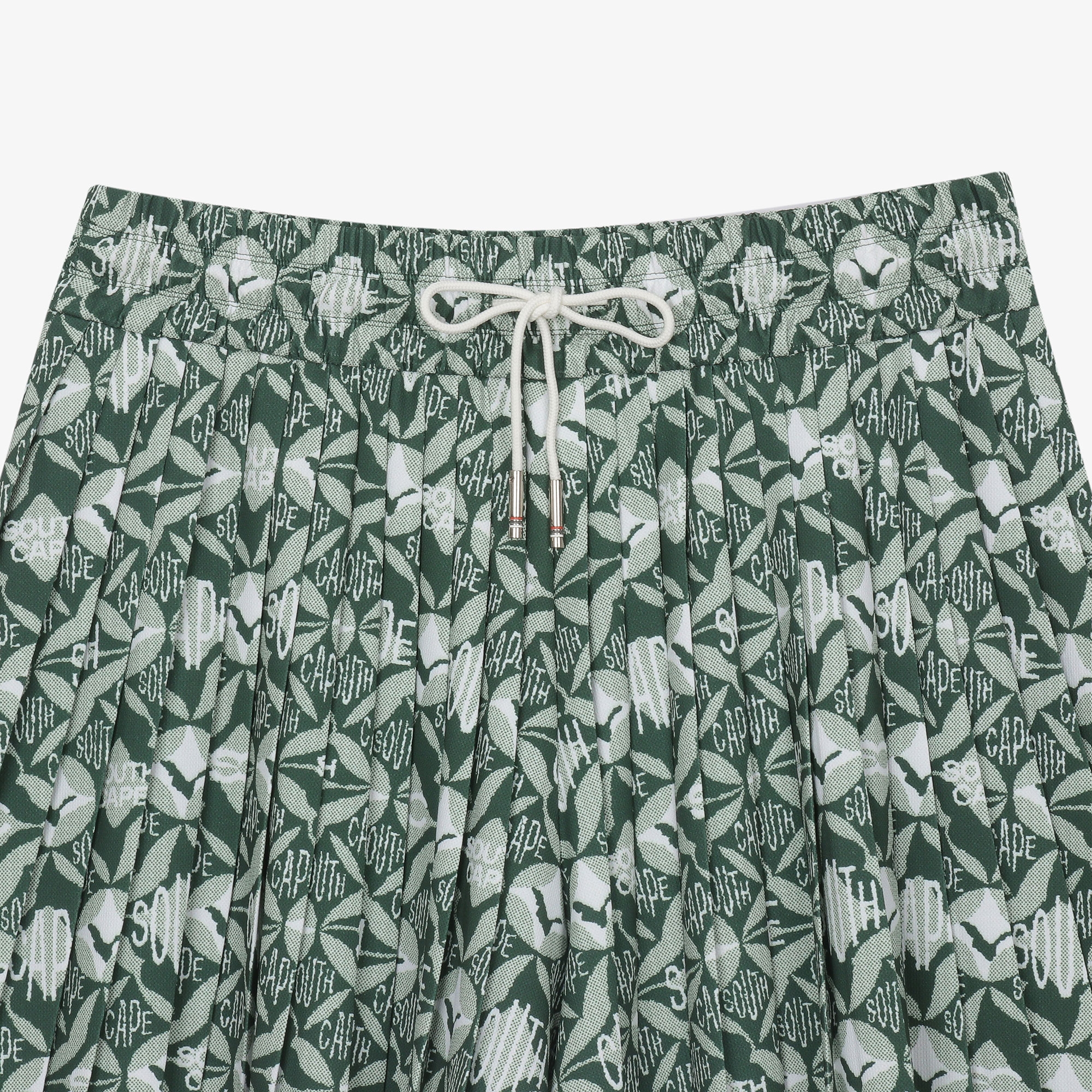 여성 볼란테 로고 패턴 플리츠 큐롯 팬츠_카키