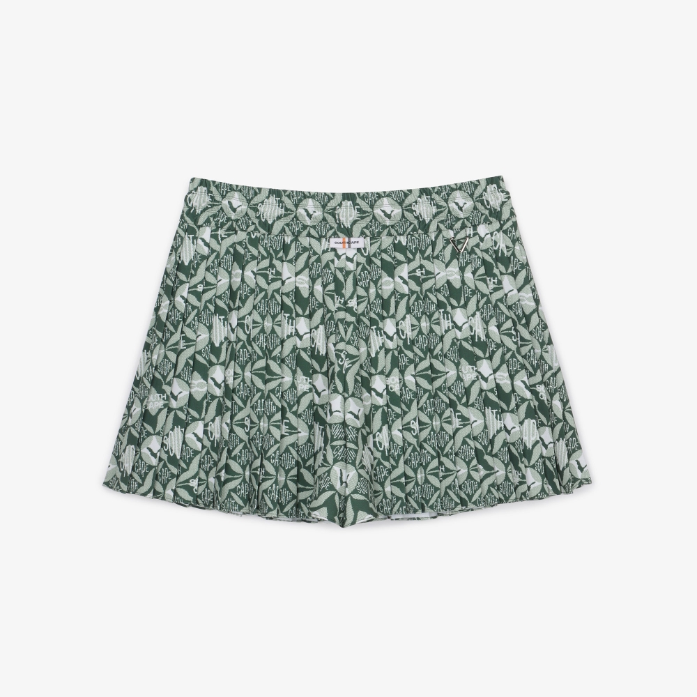 여성 볼란테 로고 패턴 플리츠 큐롯 팬츠_카키