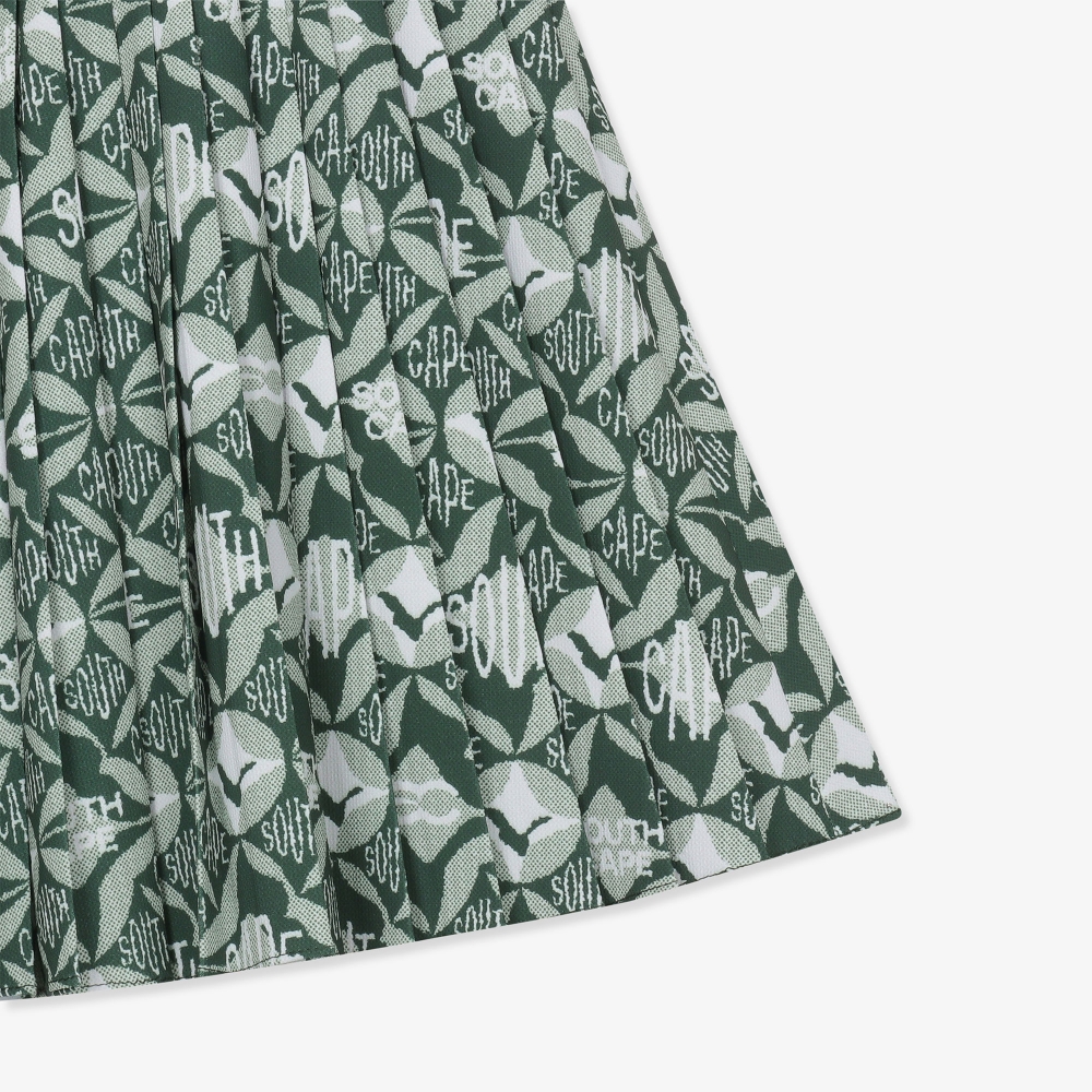 여성 볼란테 로고 패턴 플리츠 큐롯 팬츠_카키