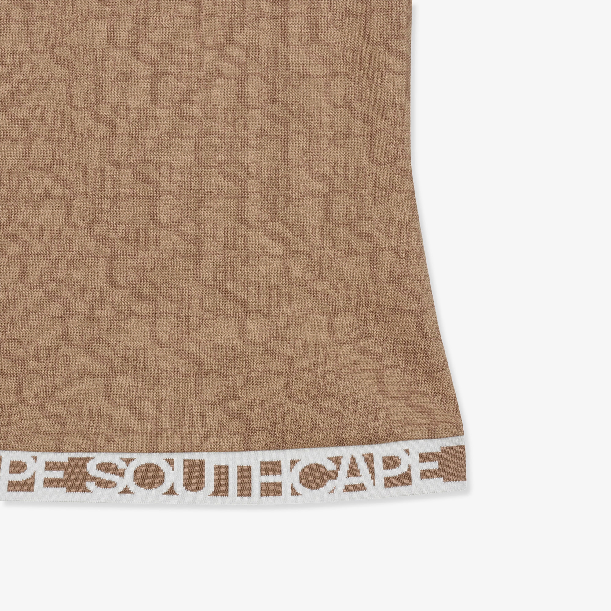 여성 로고 밴드 패턴 칼라 티셔츠_카멜