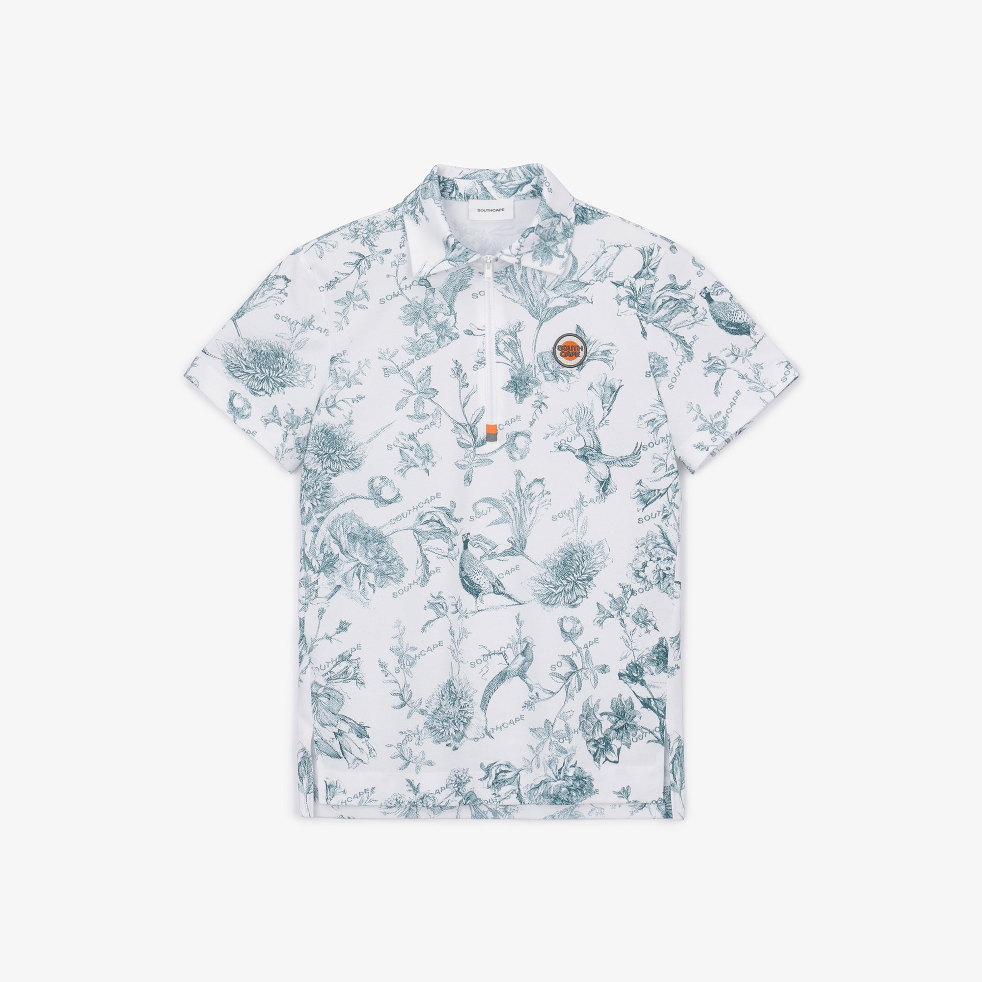 여성 네이처 프린트 하프집 티셔츠_그린