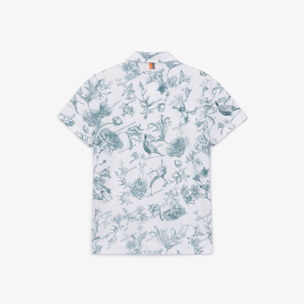 여성 네이처 프린트 하프집 티셔츠_그린