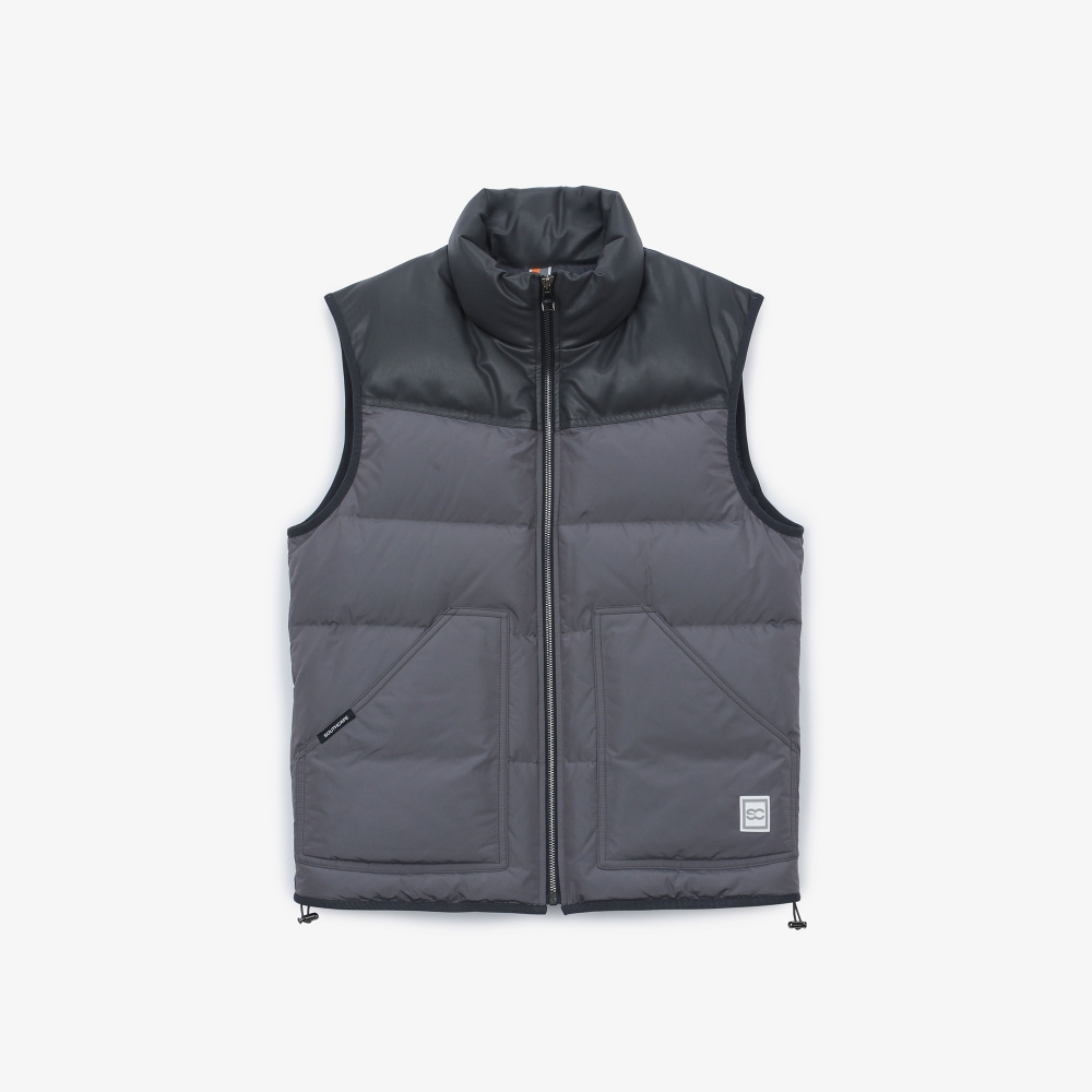 남성 레더 믹스 다운 베스트_그레이