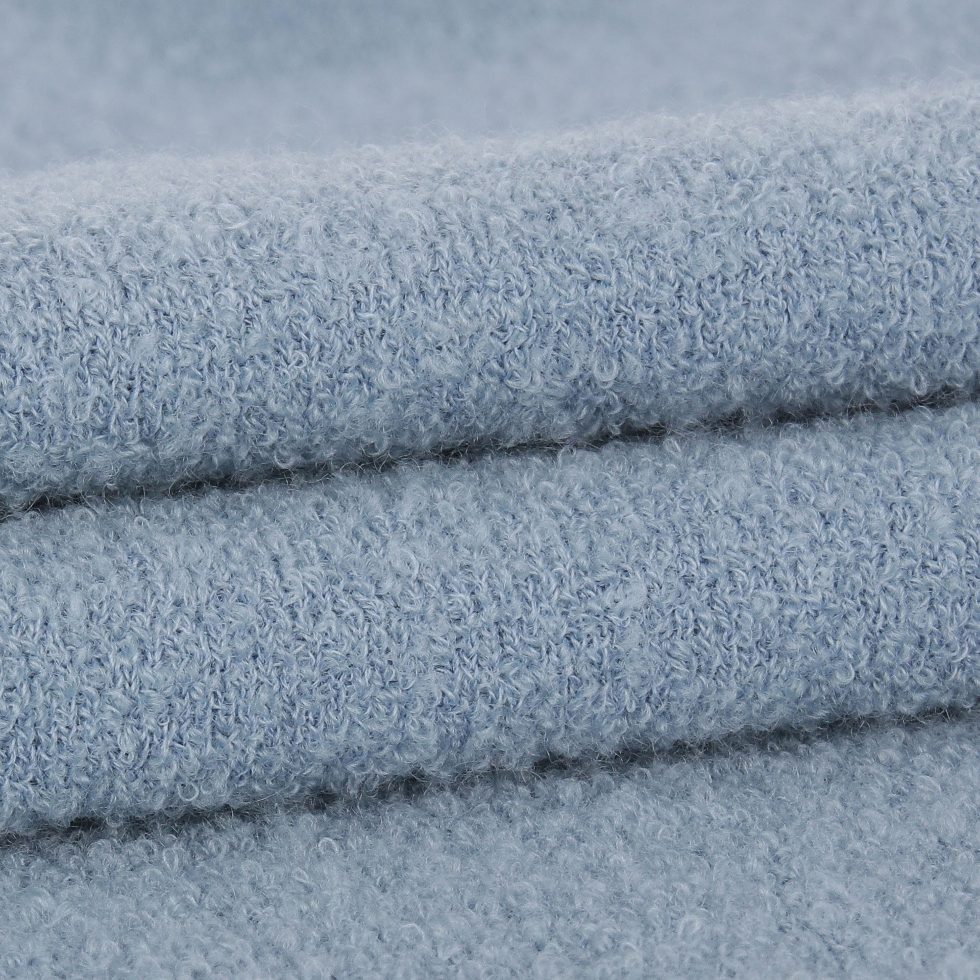 여성 부클 퍼프 소매 긴팔 티셔츠_라이트 블루