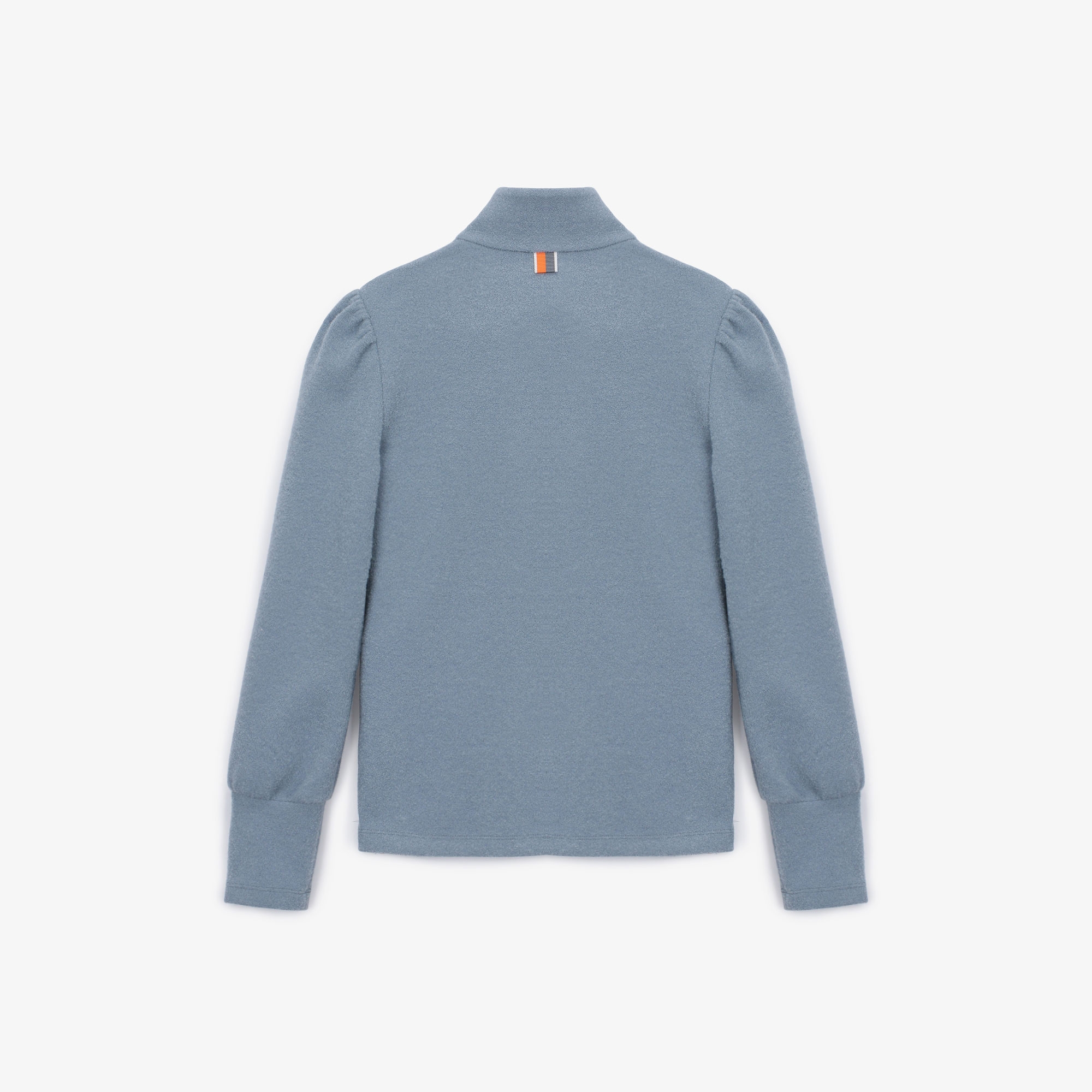 여성 부클 퍼프 소매 긴팔 티셔츠_라이트 블루