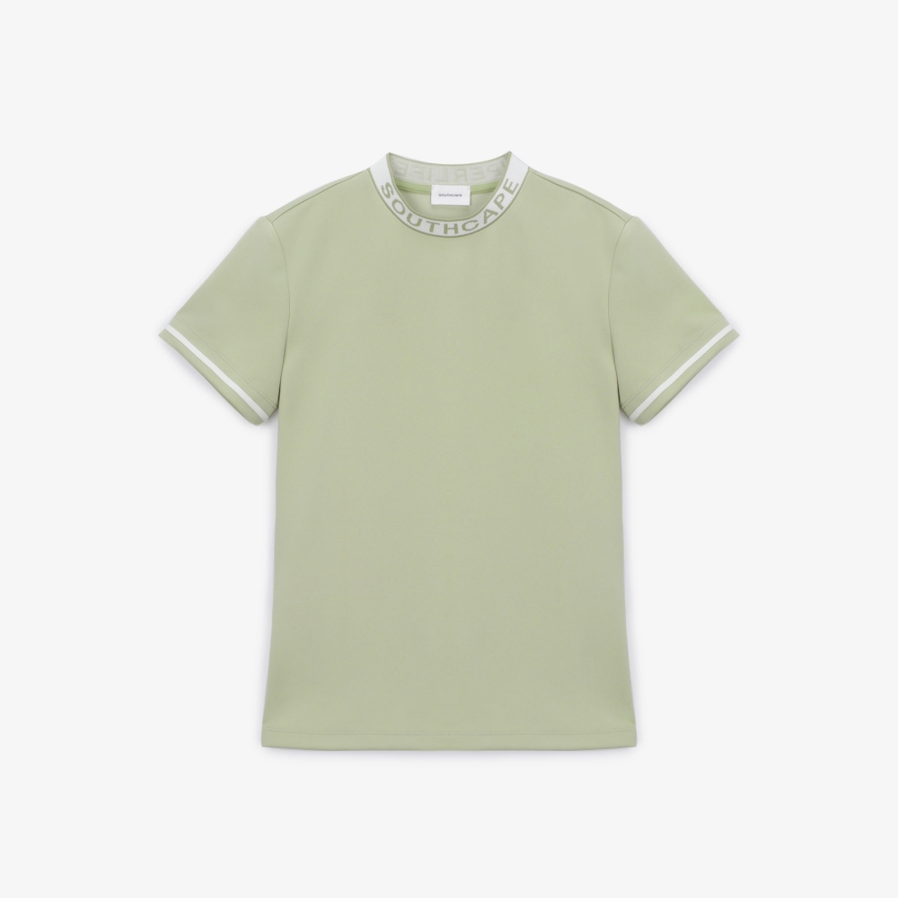 여성 로고넥 반팔 티셔츠_올리브