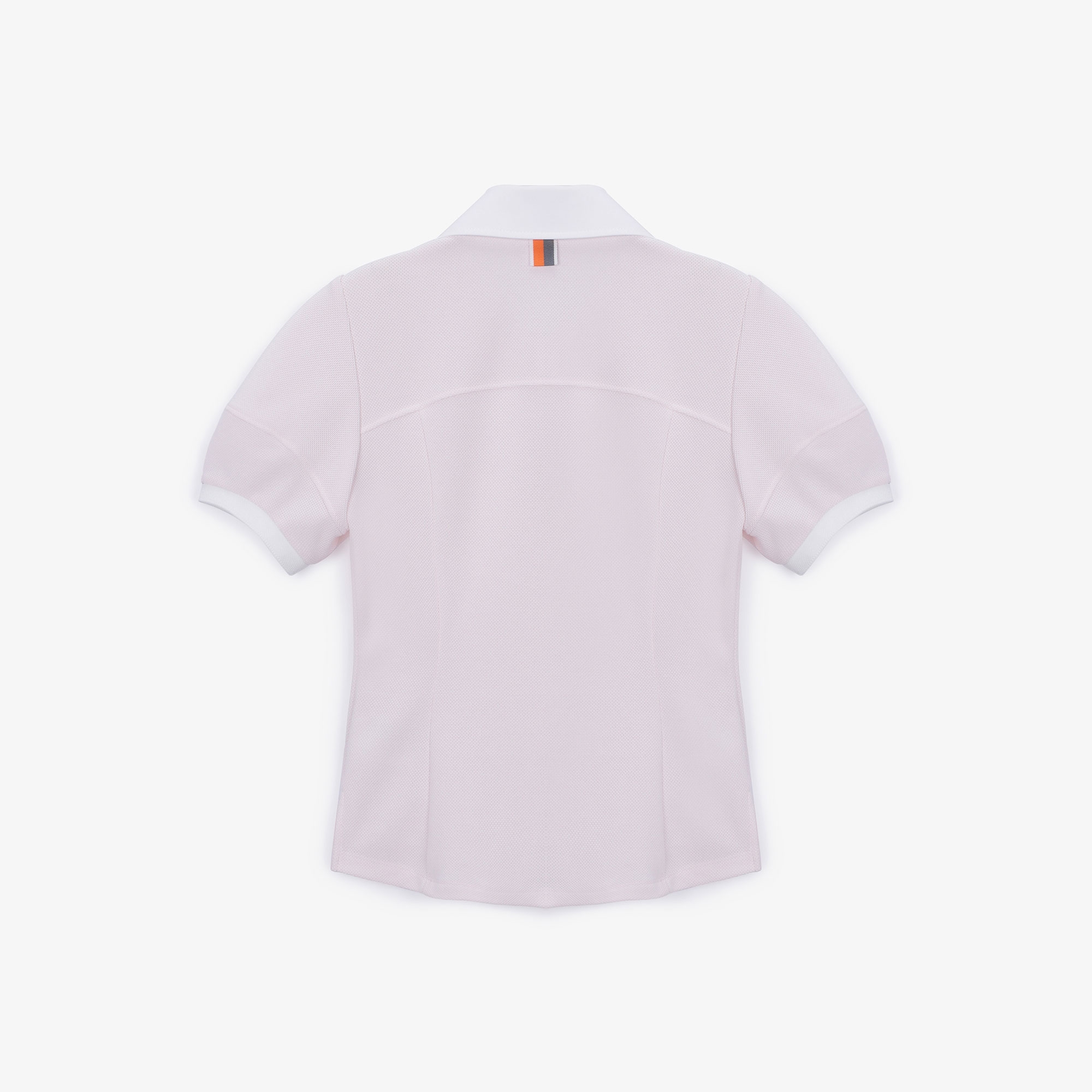 여성 볼륨 소매 칼라 반팔 티셔츠_라이트 핑크