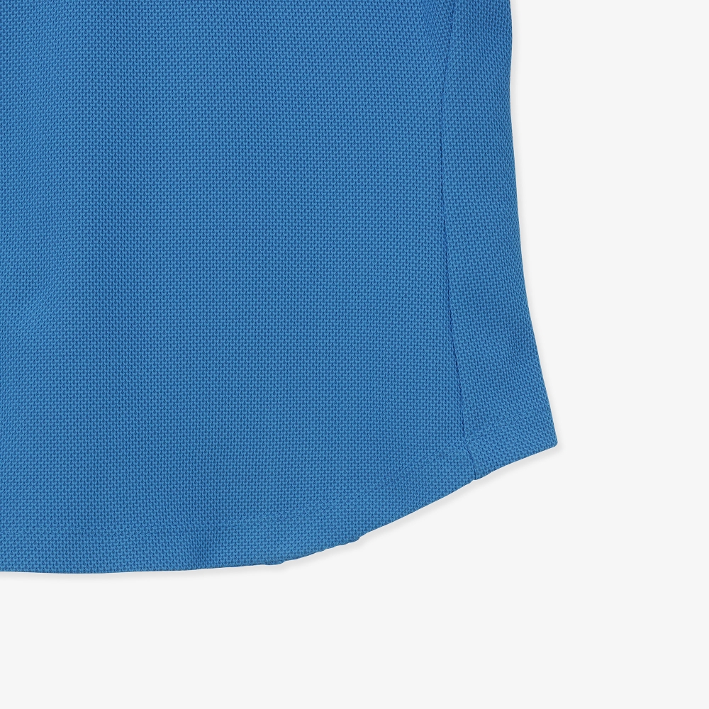 여성 볼륨 소매 절개 티셔츠_블루