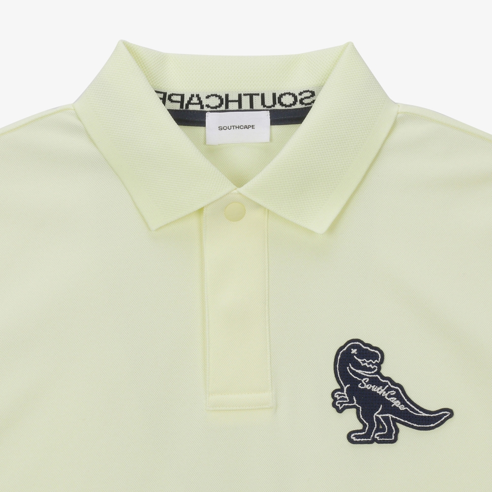 남성 공룡 와펜 칼라 티셔츠_라이트 옐로우