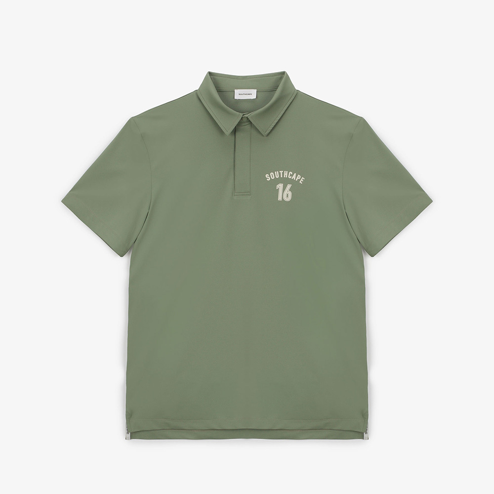 남성 16 로고 칼라 티셔츠_라이트 카키