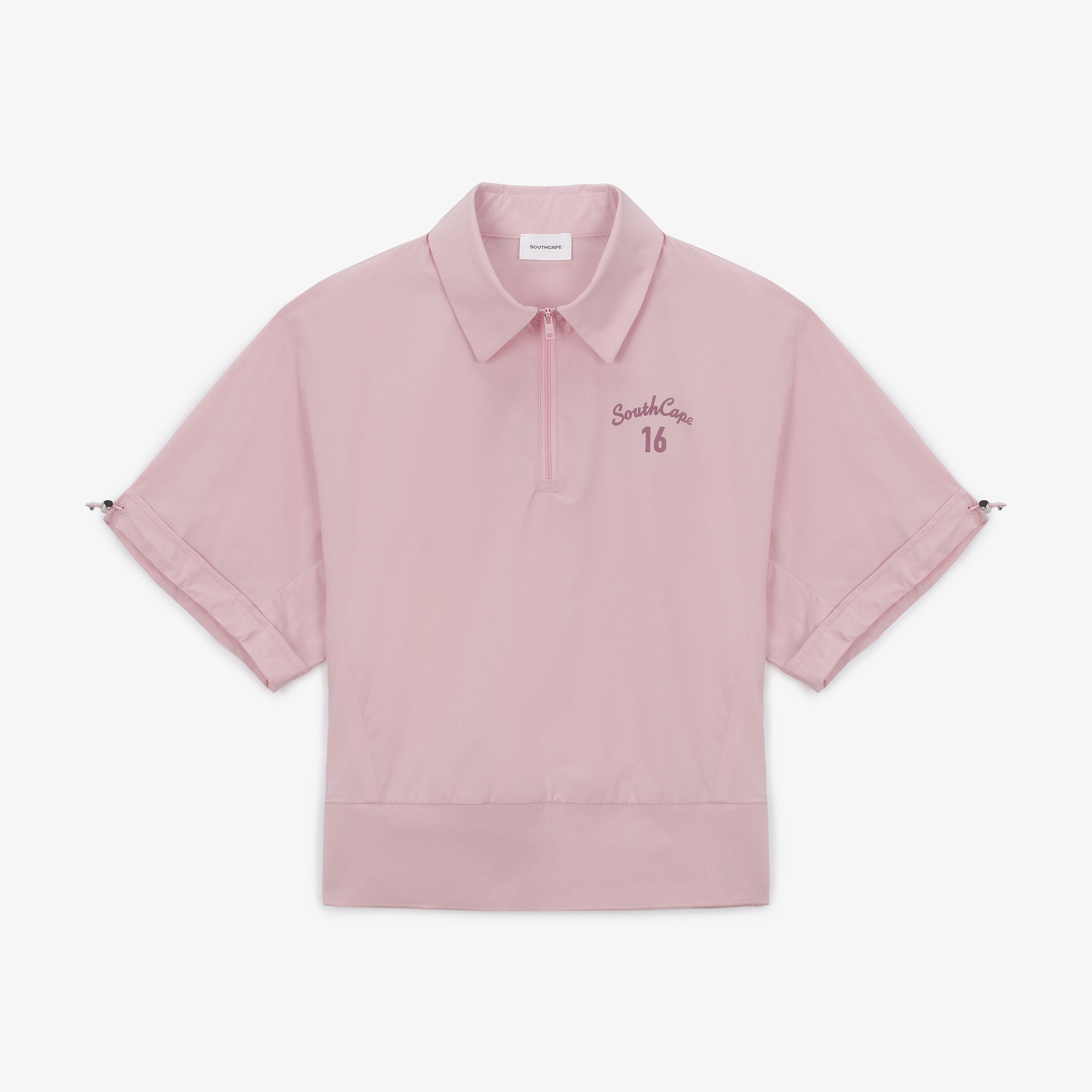 여성 16 로고 하프집 티셔츠_라이트 핑크