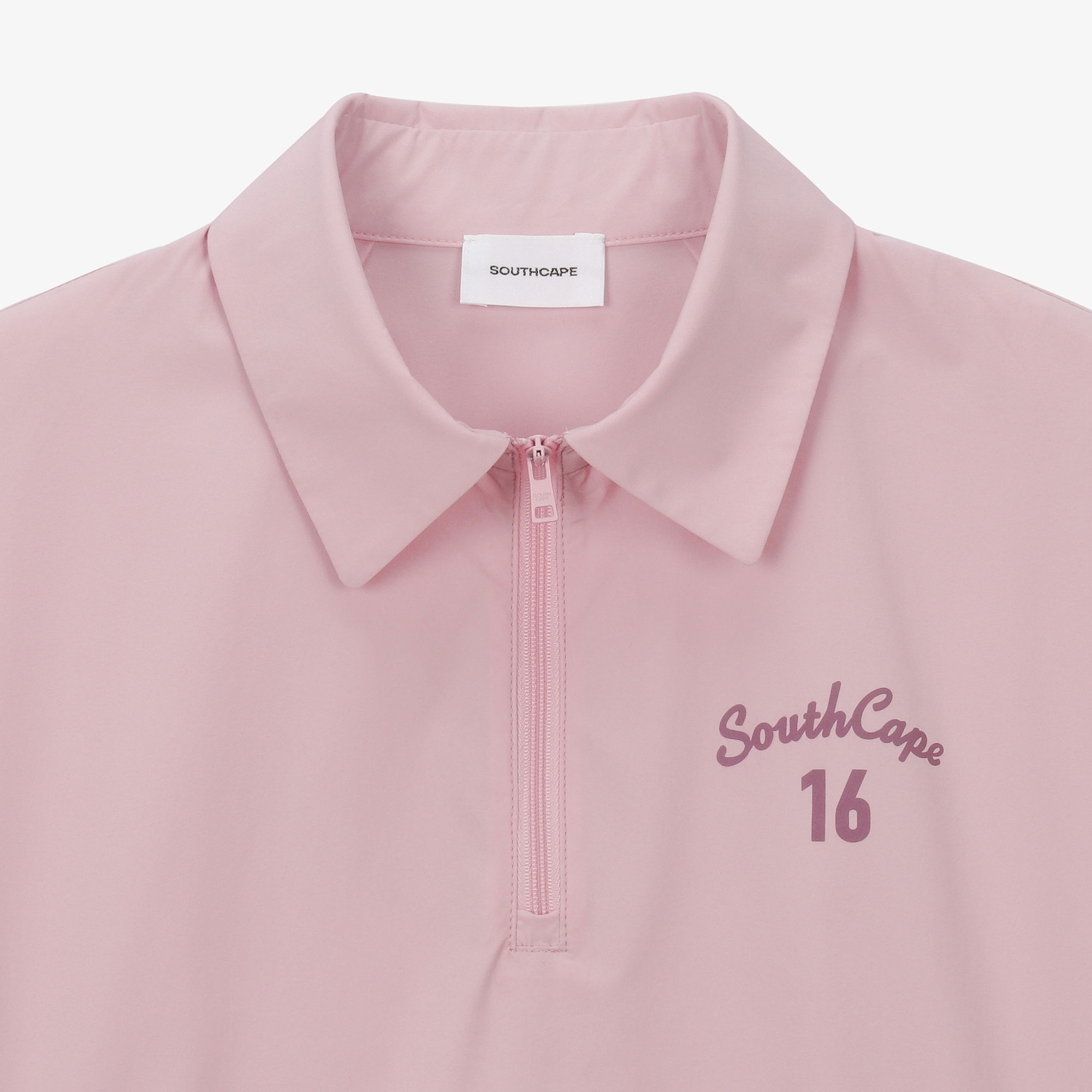 여성 16 로고 하프집 티셔츠_라이트 핑크