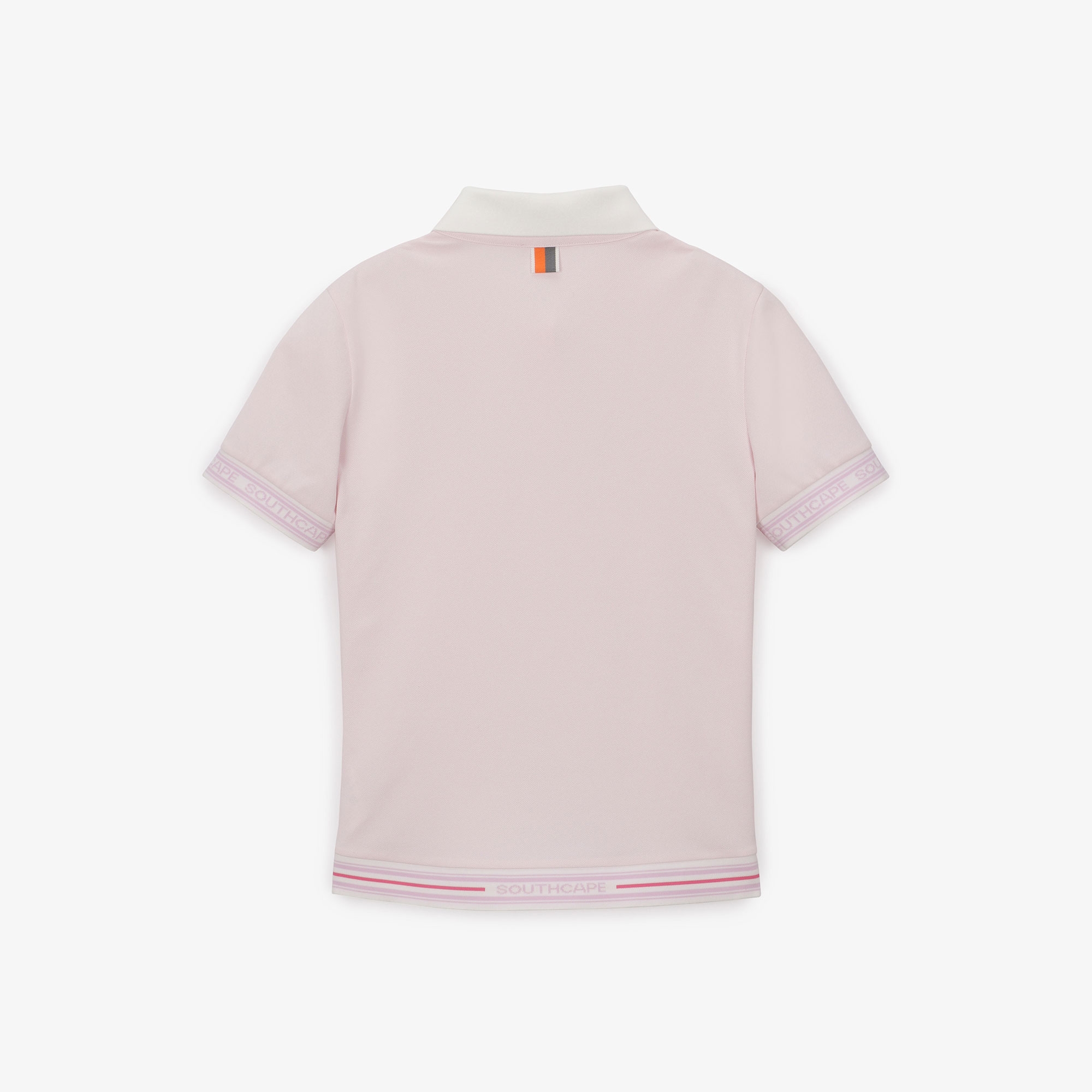 여성 배색 라인 로고 밴드 칼라 티셔츠_라이트 핑크