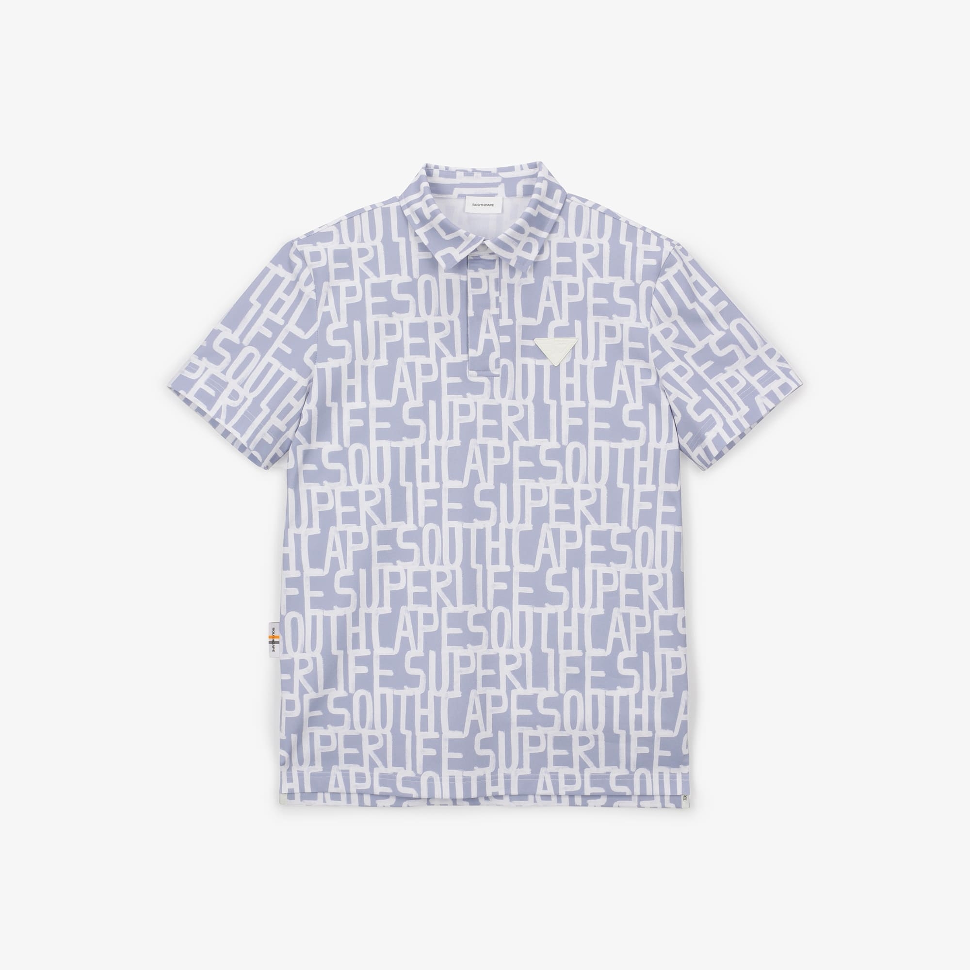 남성 드로잉 로고 패턴 칼라 티셔츠_블루