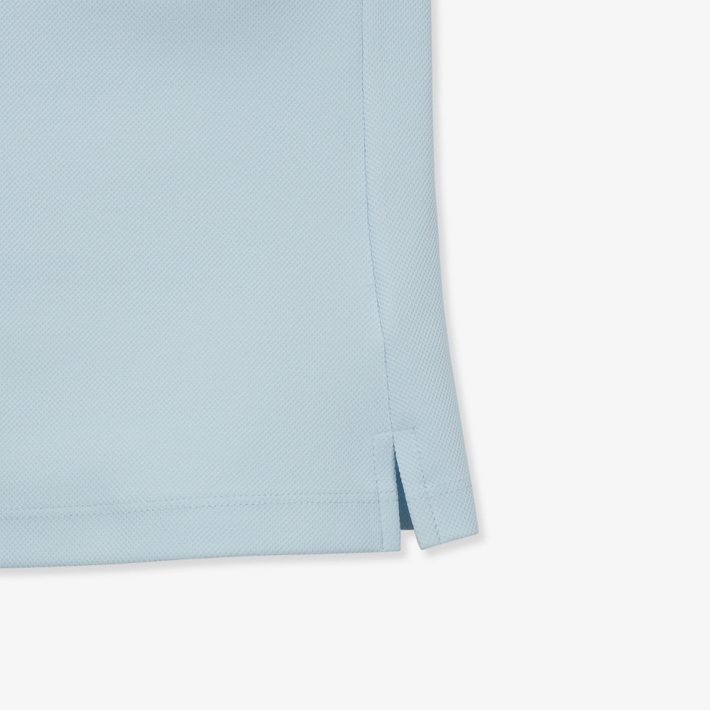 여성 소매 배색 라인 하프집 티셔츠_라이트 블루