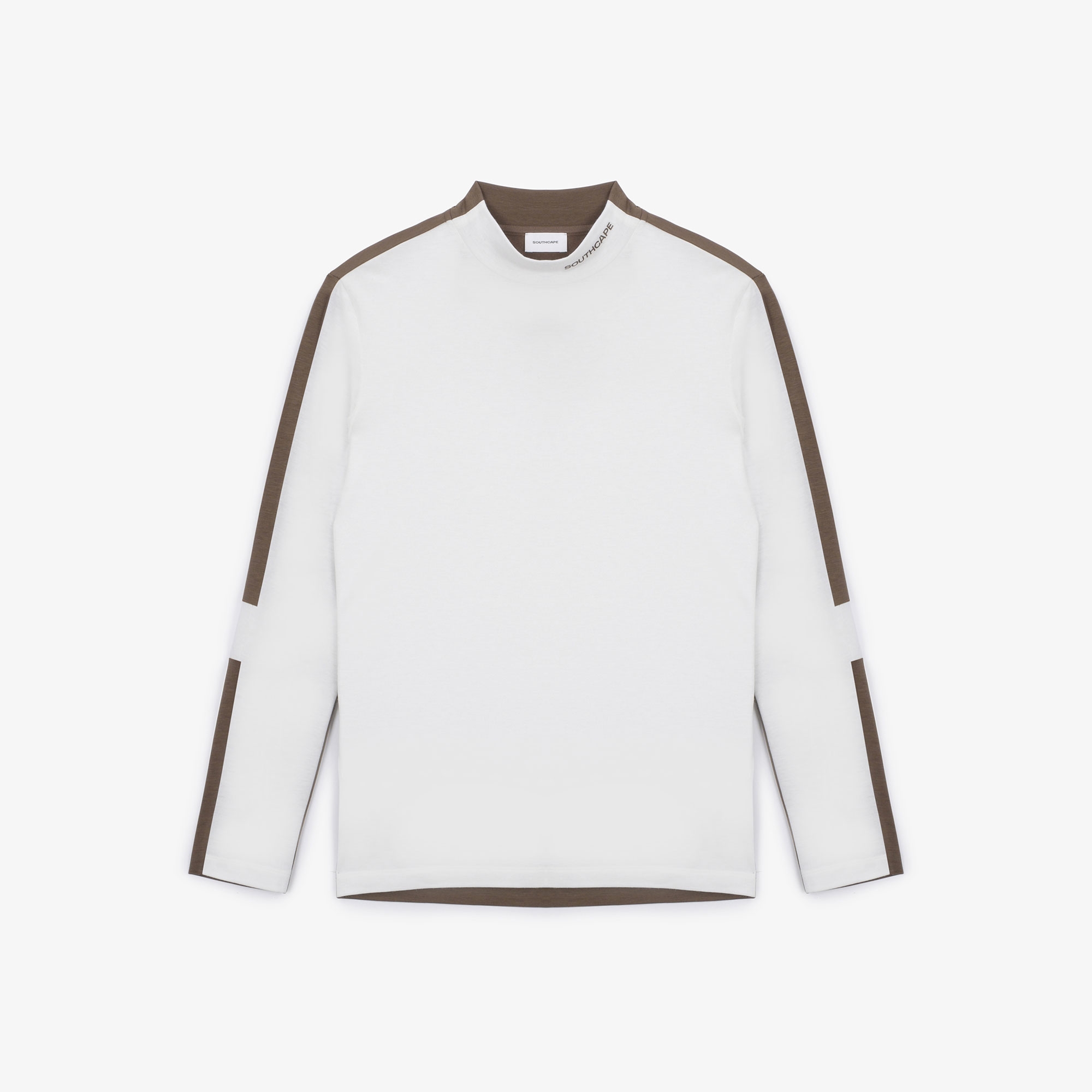 남성 앞뒤 배색 모크넥 긴팔 티셔츠_화이트