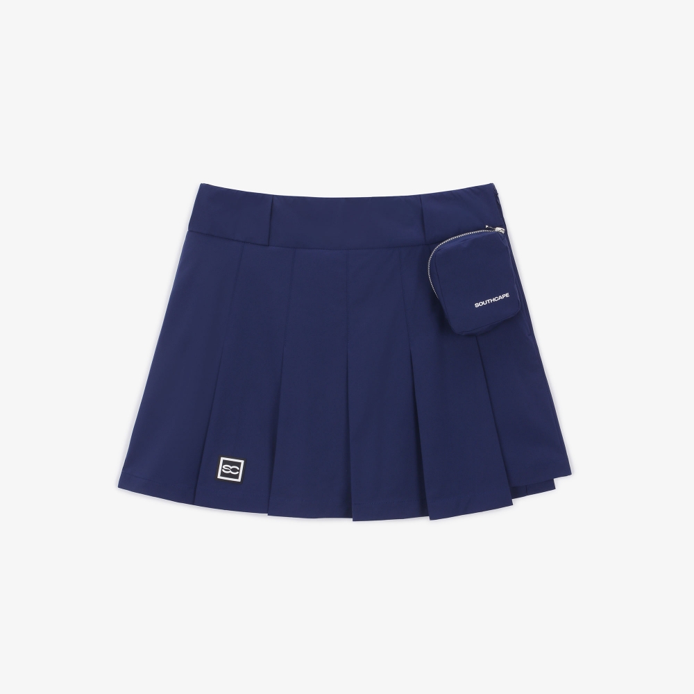 여성 포켓 플리츠 큐롯 팬츠_다크 블루