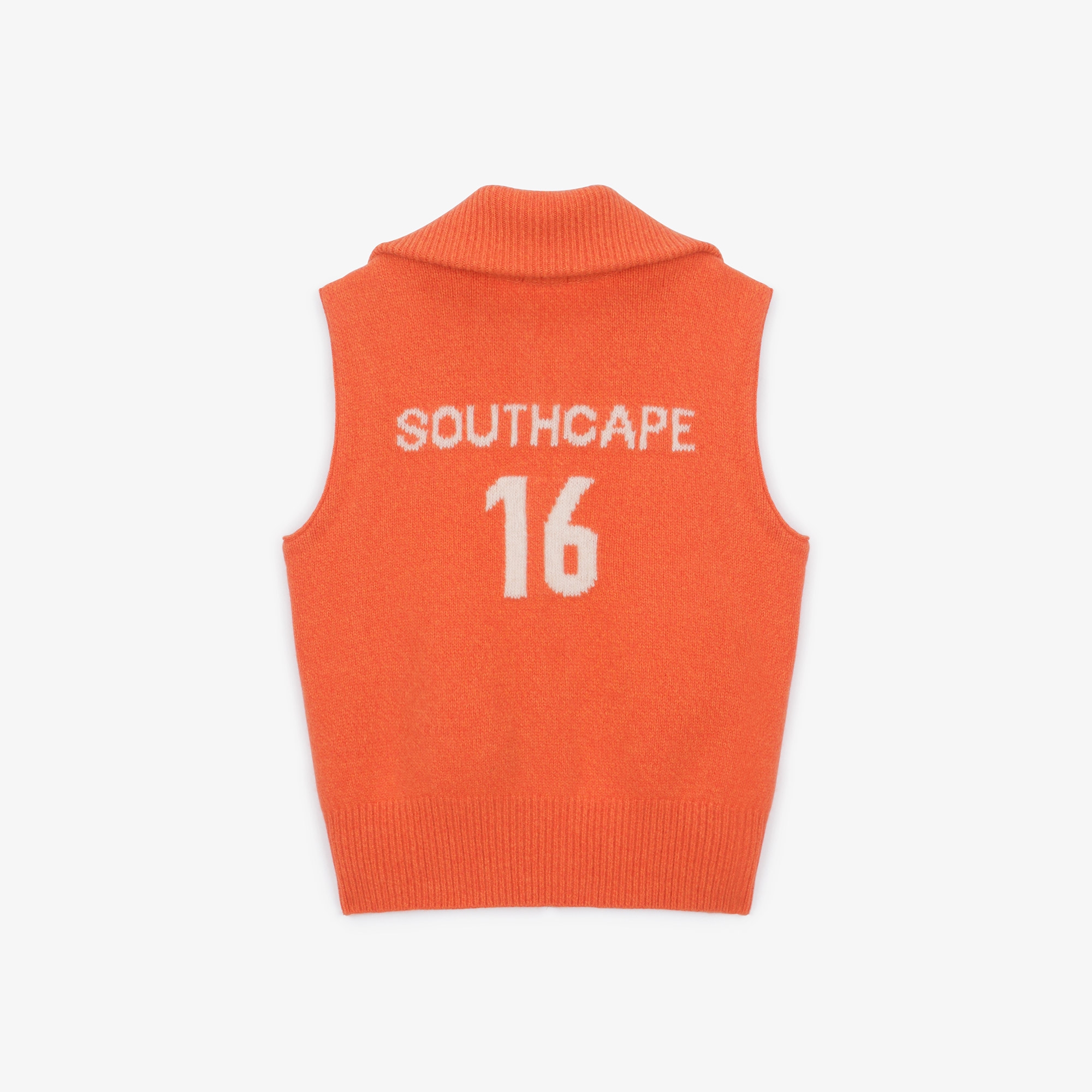 여성 16 칼라 풀집업 니트 베스트_오렌지