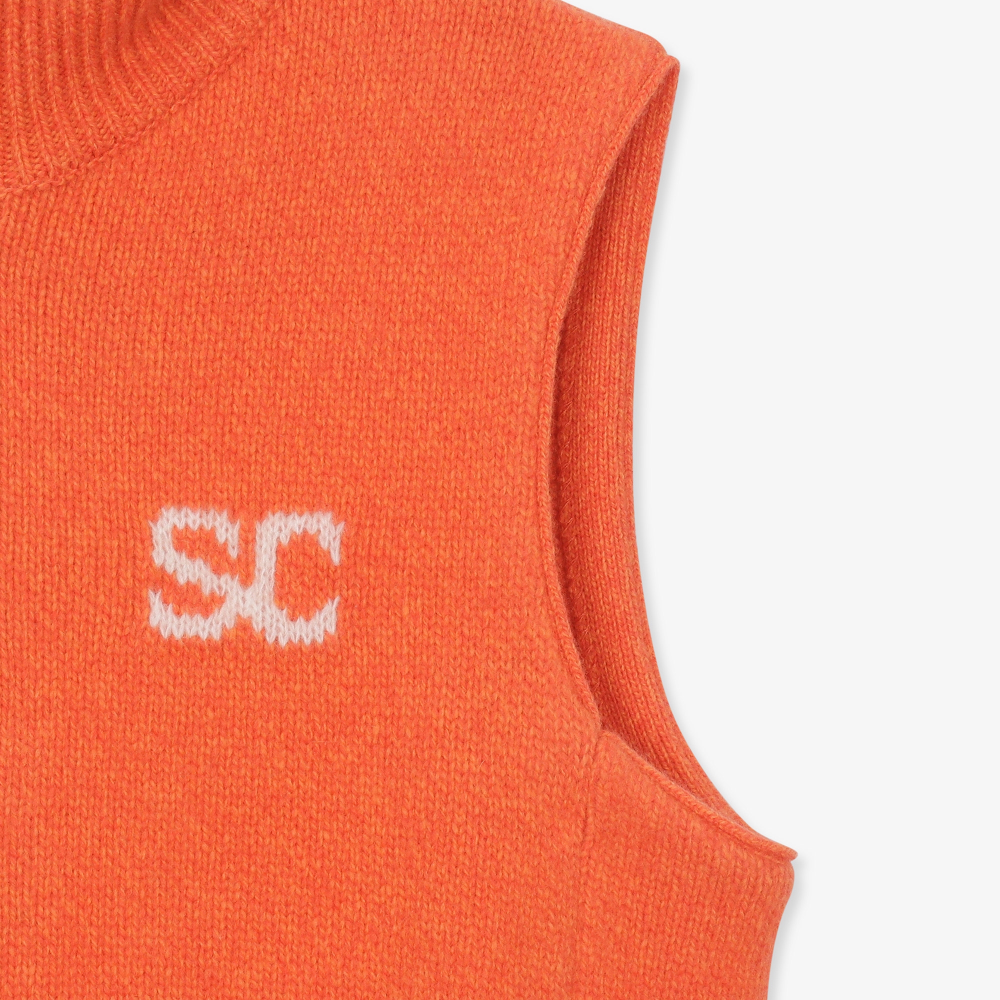 여성 16 칼라 풀집업 니트 베스트_오렌지