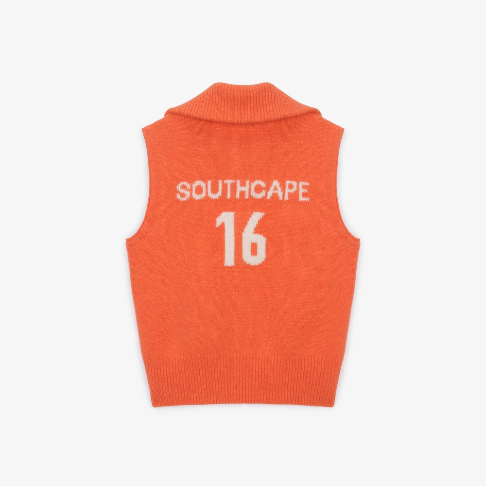 여성 16 칼라 풀집업 니트 베스트_오렌지