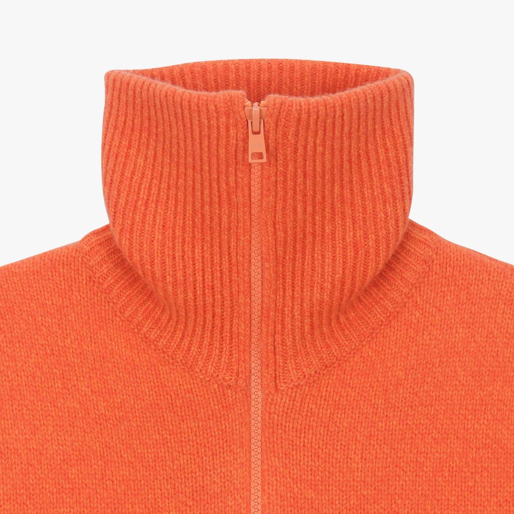 여성 16 칼라 풀집업 니트 베스트_오렌지