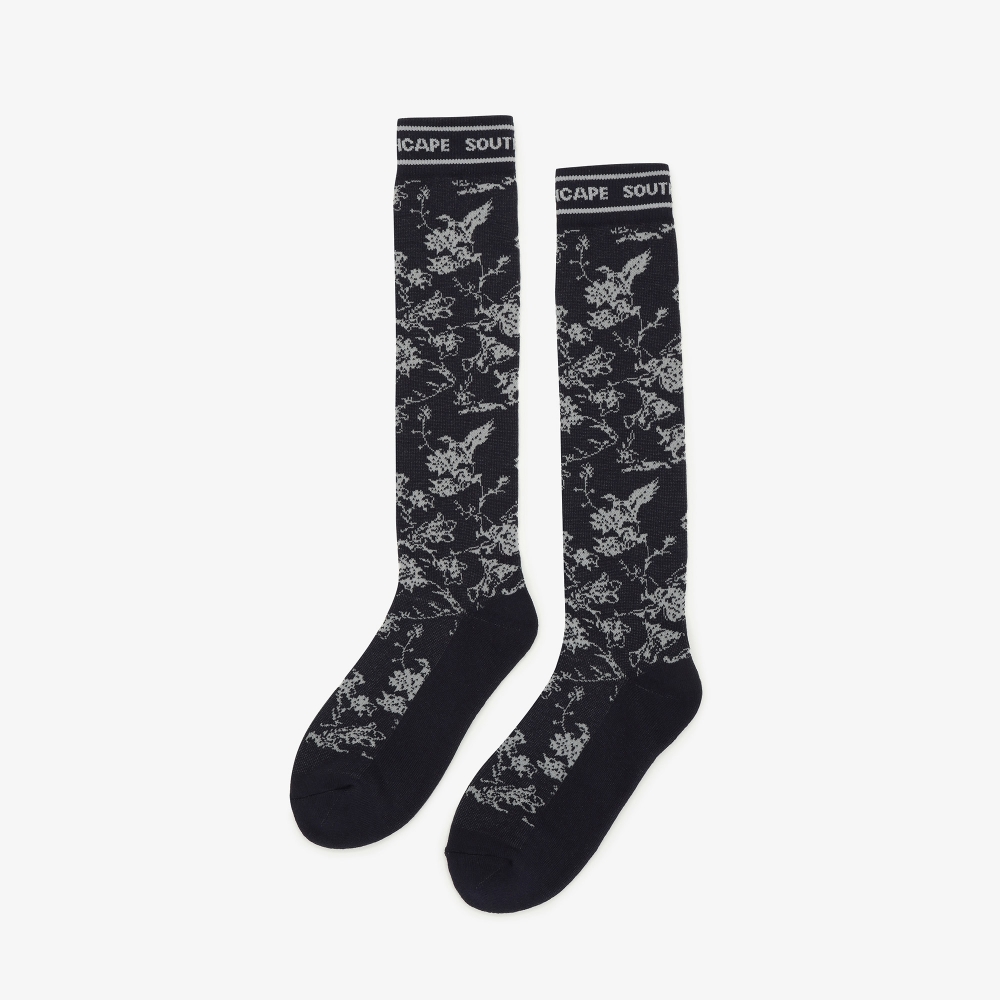 여성 플로럴 패턴 니삭스_다크 네이비