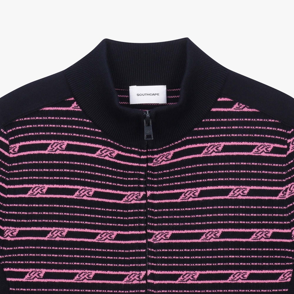 여성 SC 스트라이프 집업 가디건_네이비