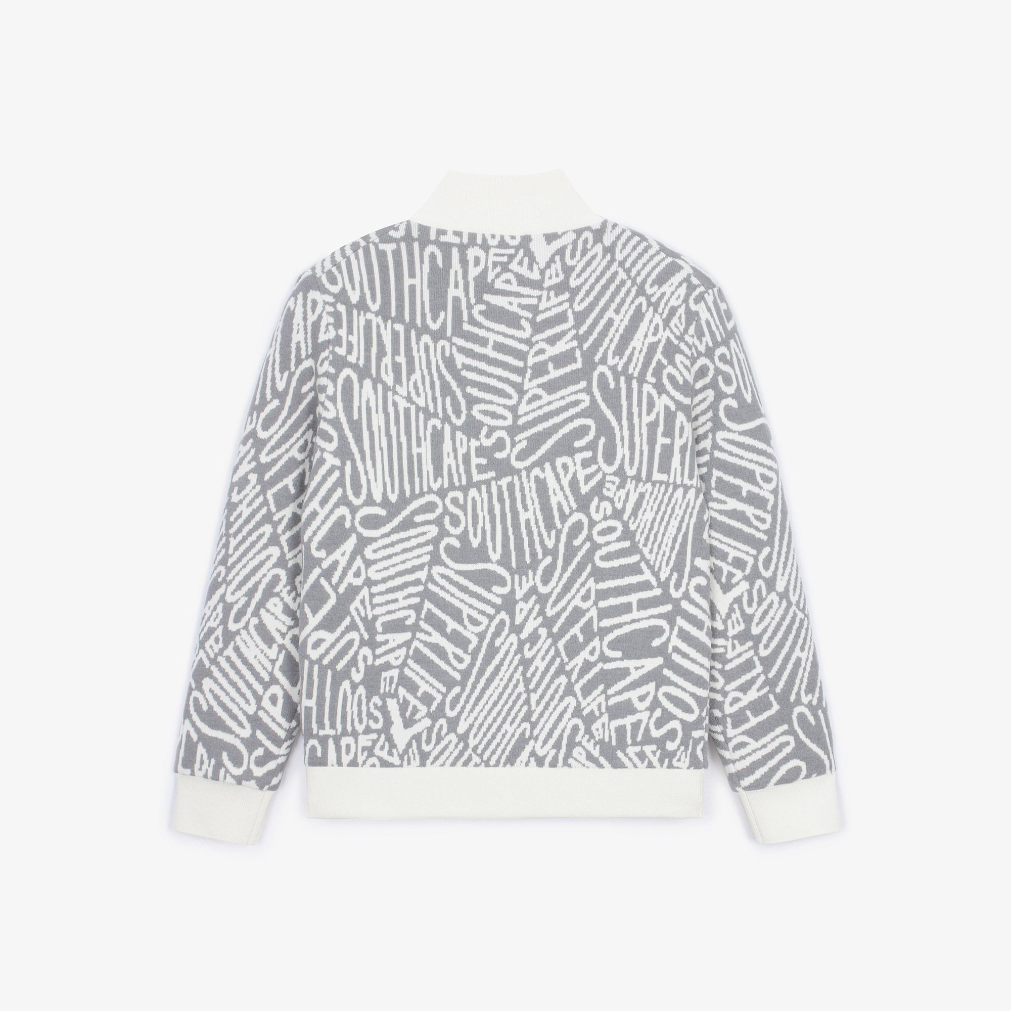 남성 로고 패턴 풀집업 니트_아이보리