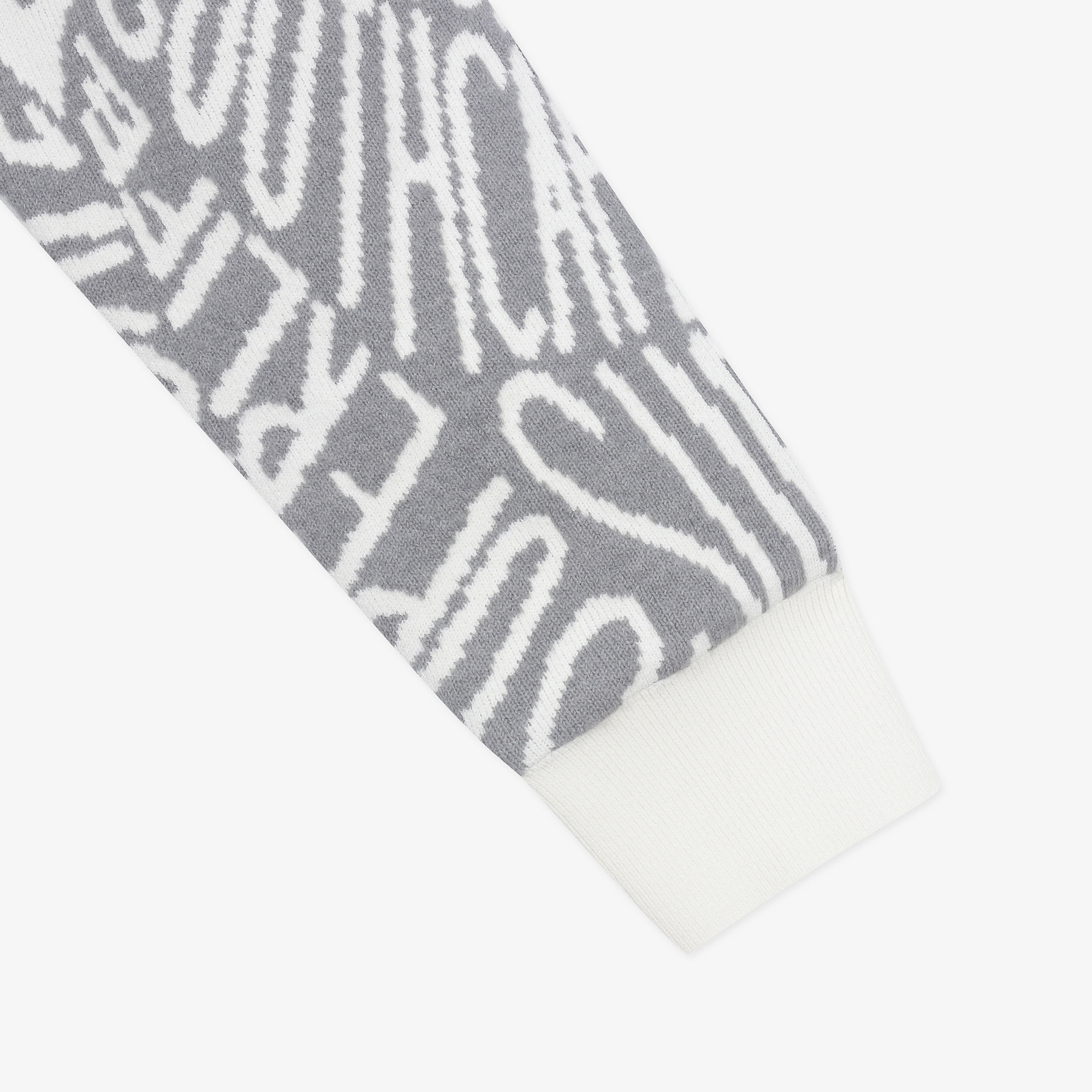 남성 로고 패턴 풀집업 니트_아이보리