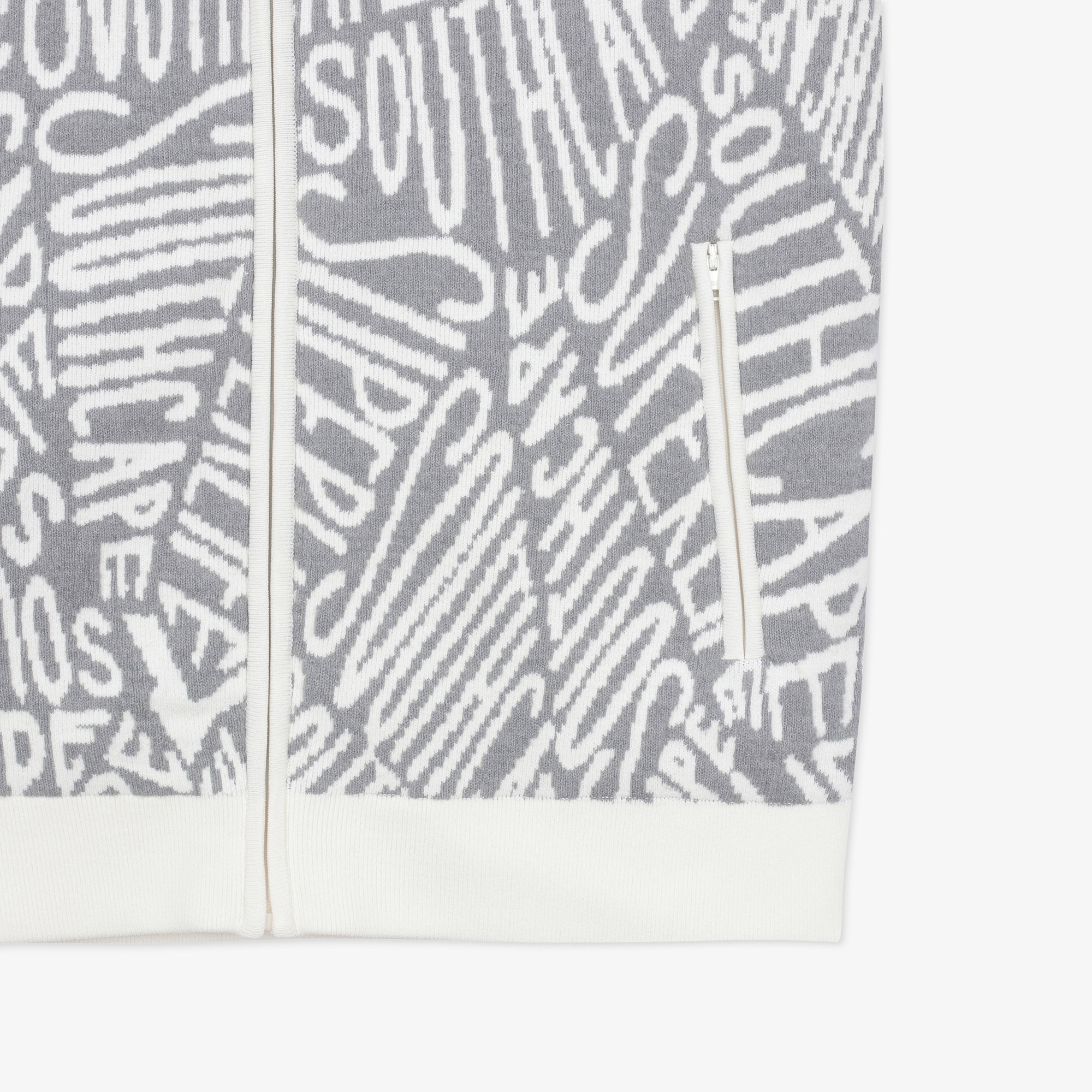 남성 로고 패턴 풀집업 니트_아이보리